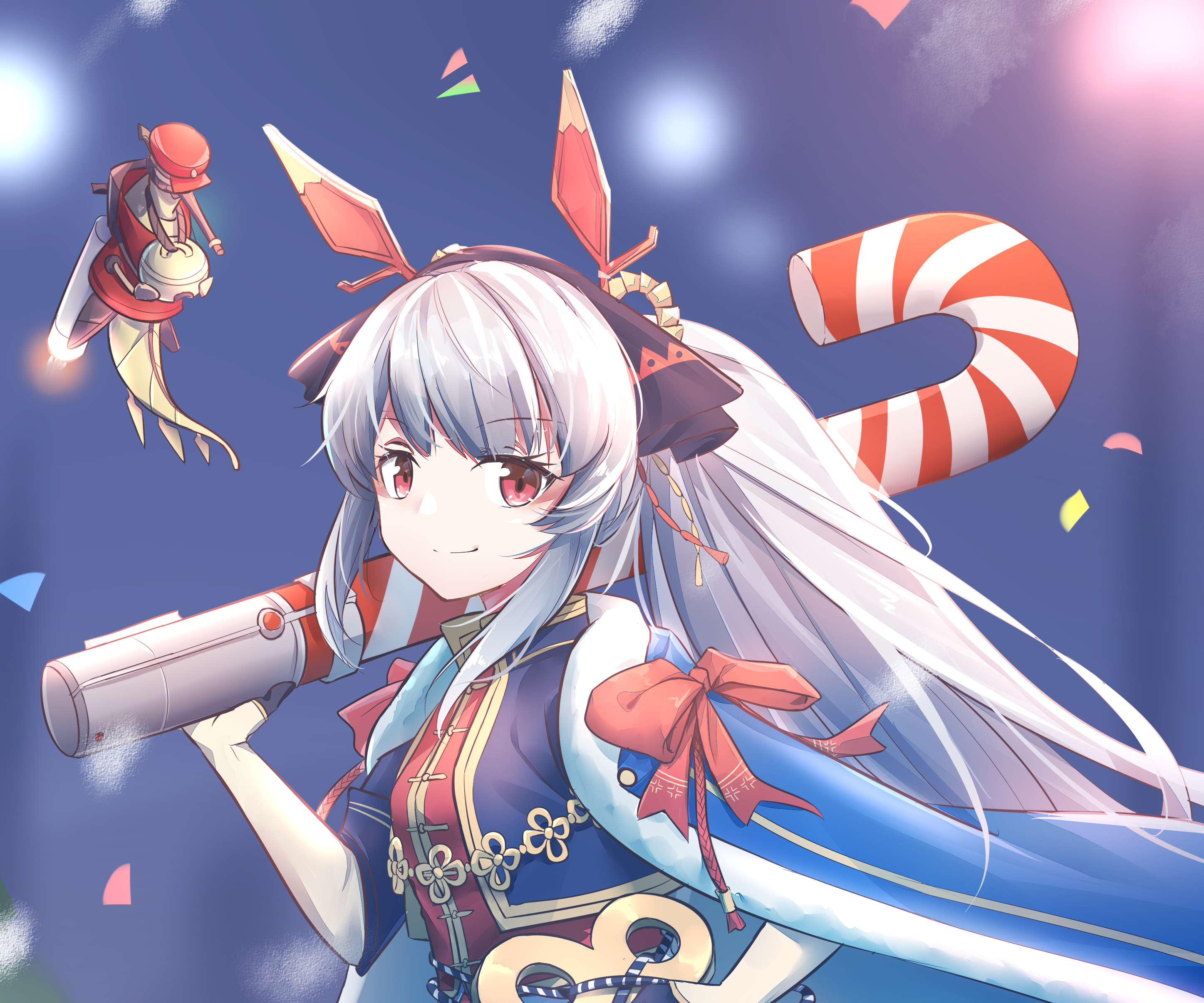 Weedy from Arknights with a candy cane HD Wallpaper