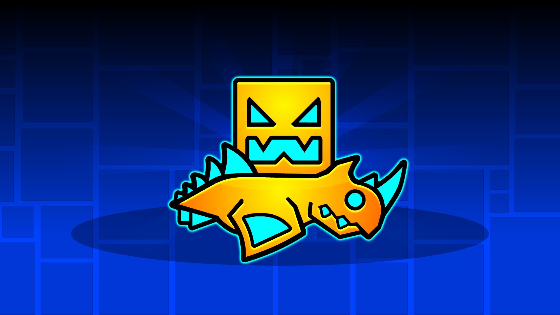 Geometry Dash Cube and Dinosaur Icon HD Wallpaper