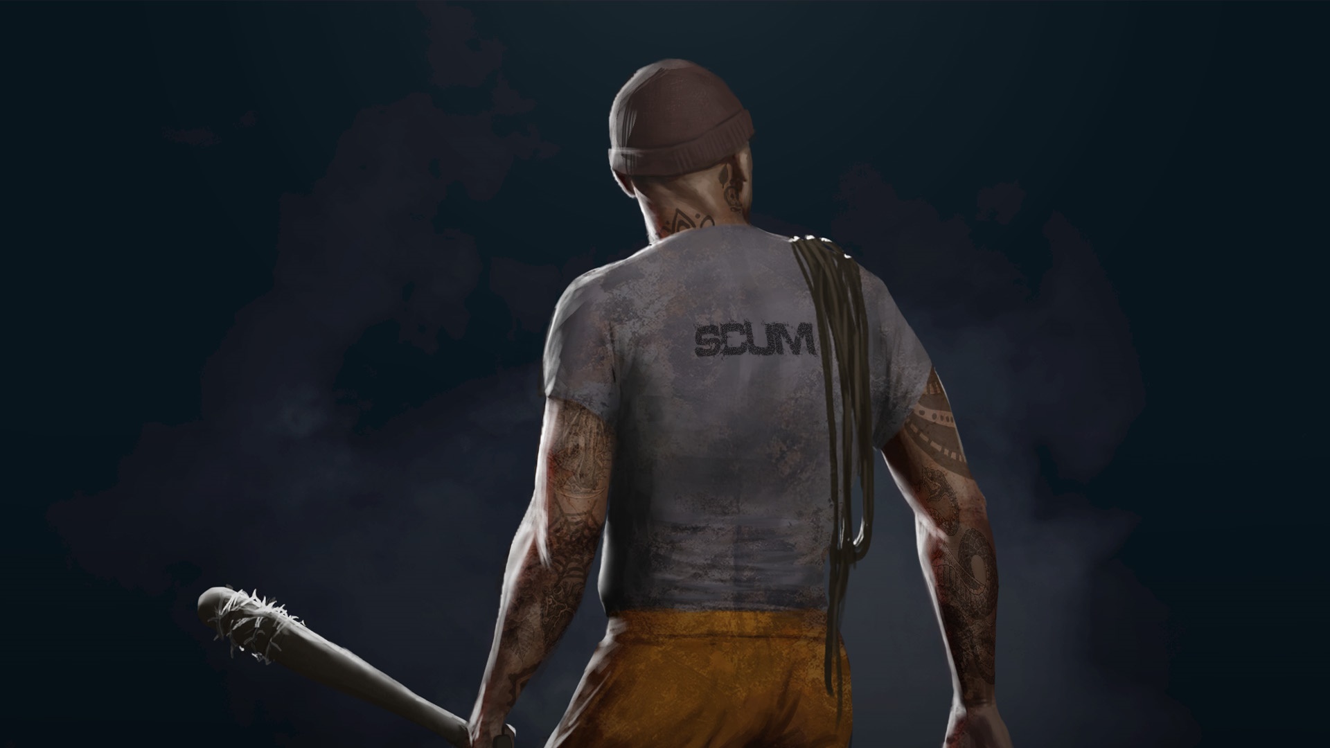 Man with SCUM shirt and baseball bat HD Wallpaper
