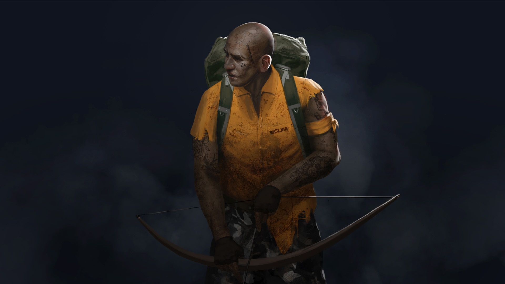 Man with backpack and bow from SCUM HD Wallpaper