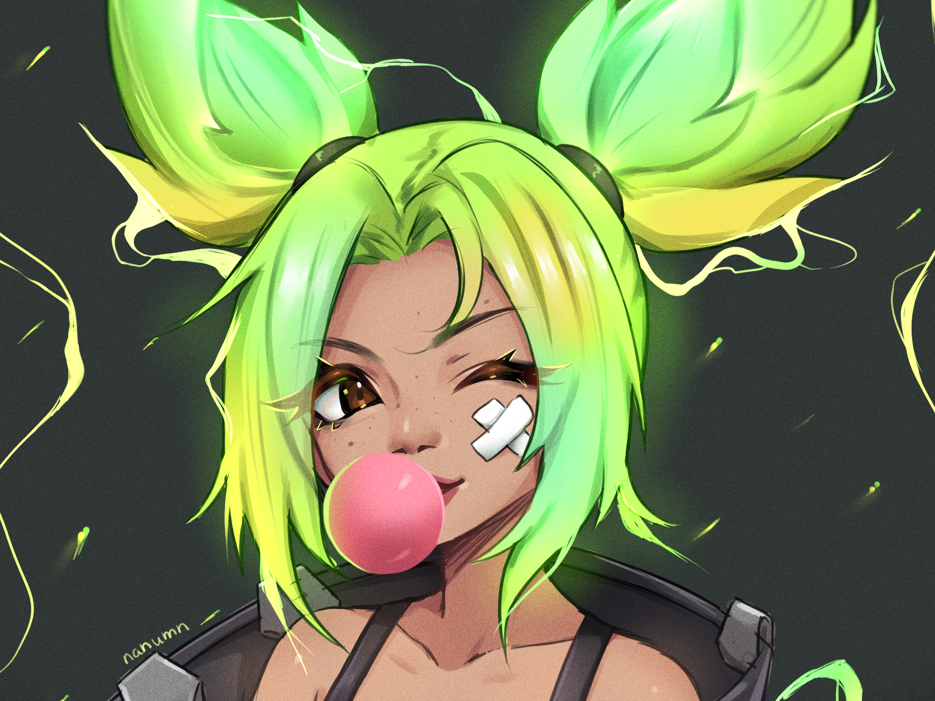 Zeri from League of Legends blowing bubblegum HD Wallpaper