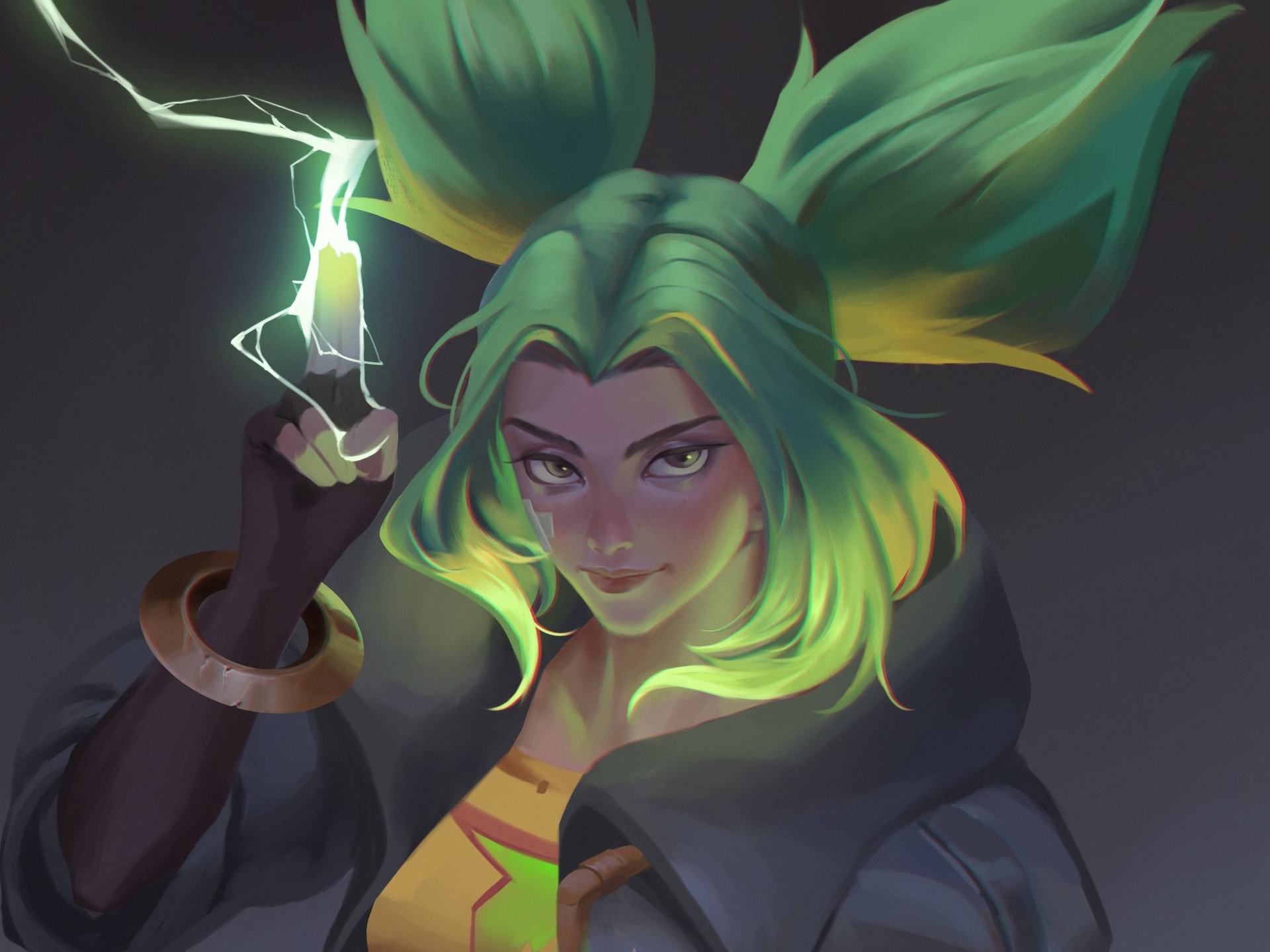 Zeri from League of Legends casting lightning HD Wallpaper