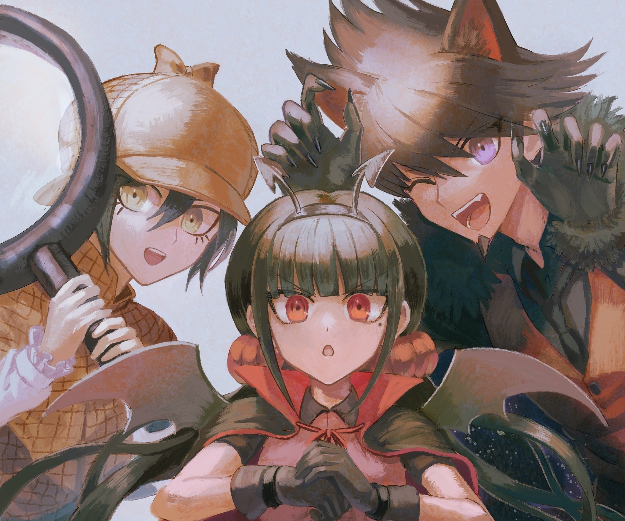 Shuichi Saihara, Maki Harukawa, and Kaito Momota from Danganronpa V3 HD Wallpaper