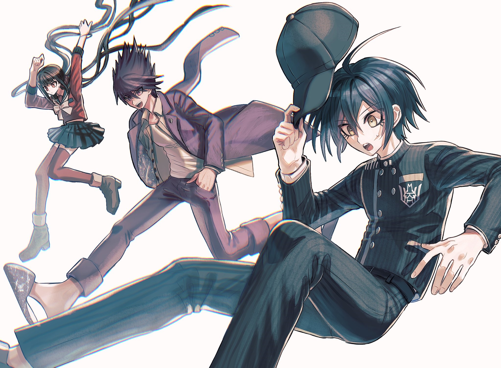 Maki Harukawa, Kaito Momota, and Shuichi Saihara from Danganronpa V3 HD Wallpaper