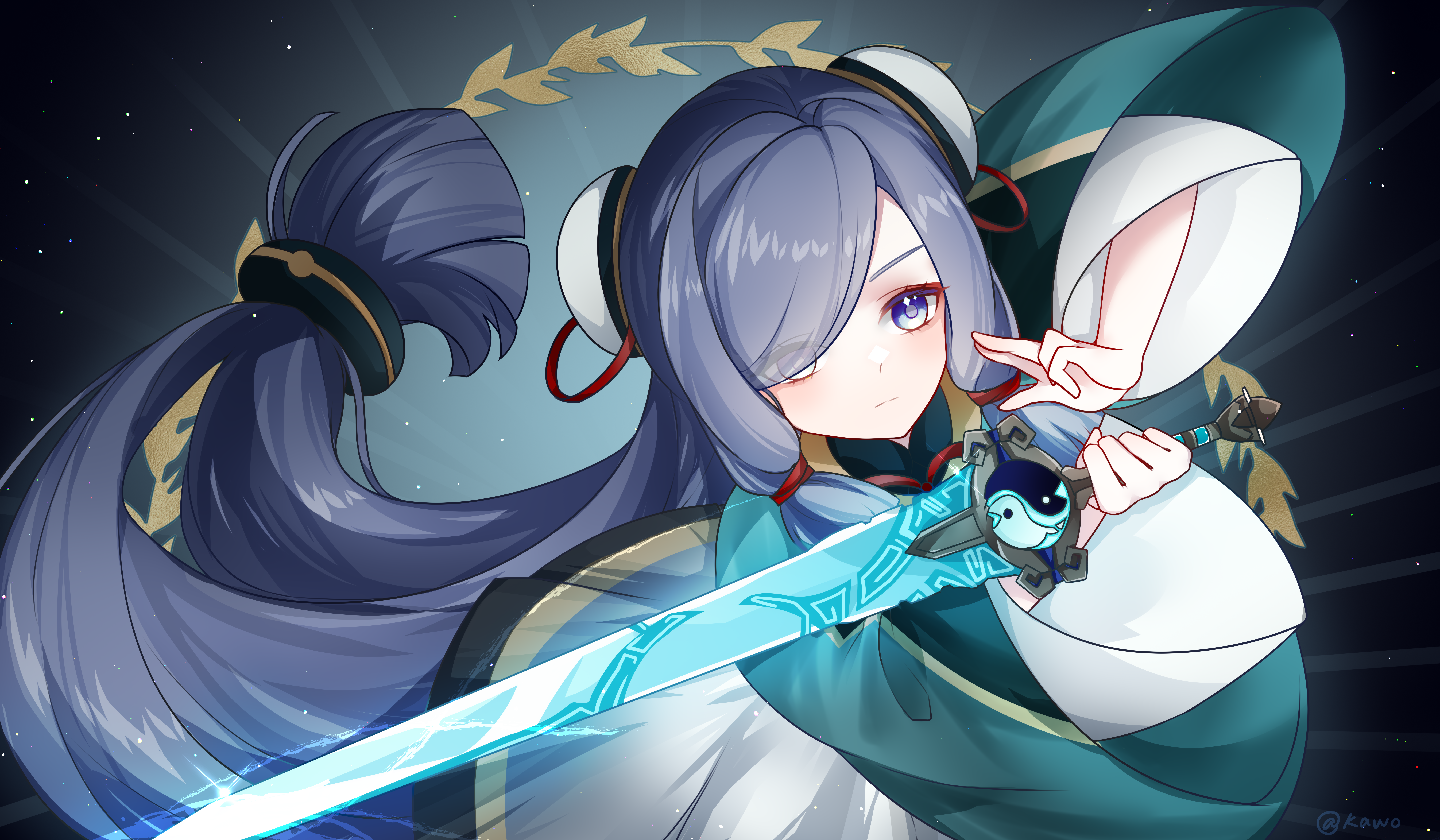 Shenhe from Genshin Impact with a sword HD Wallpaper