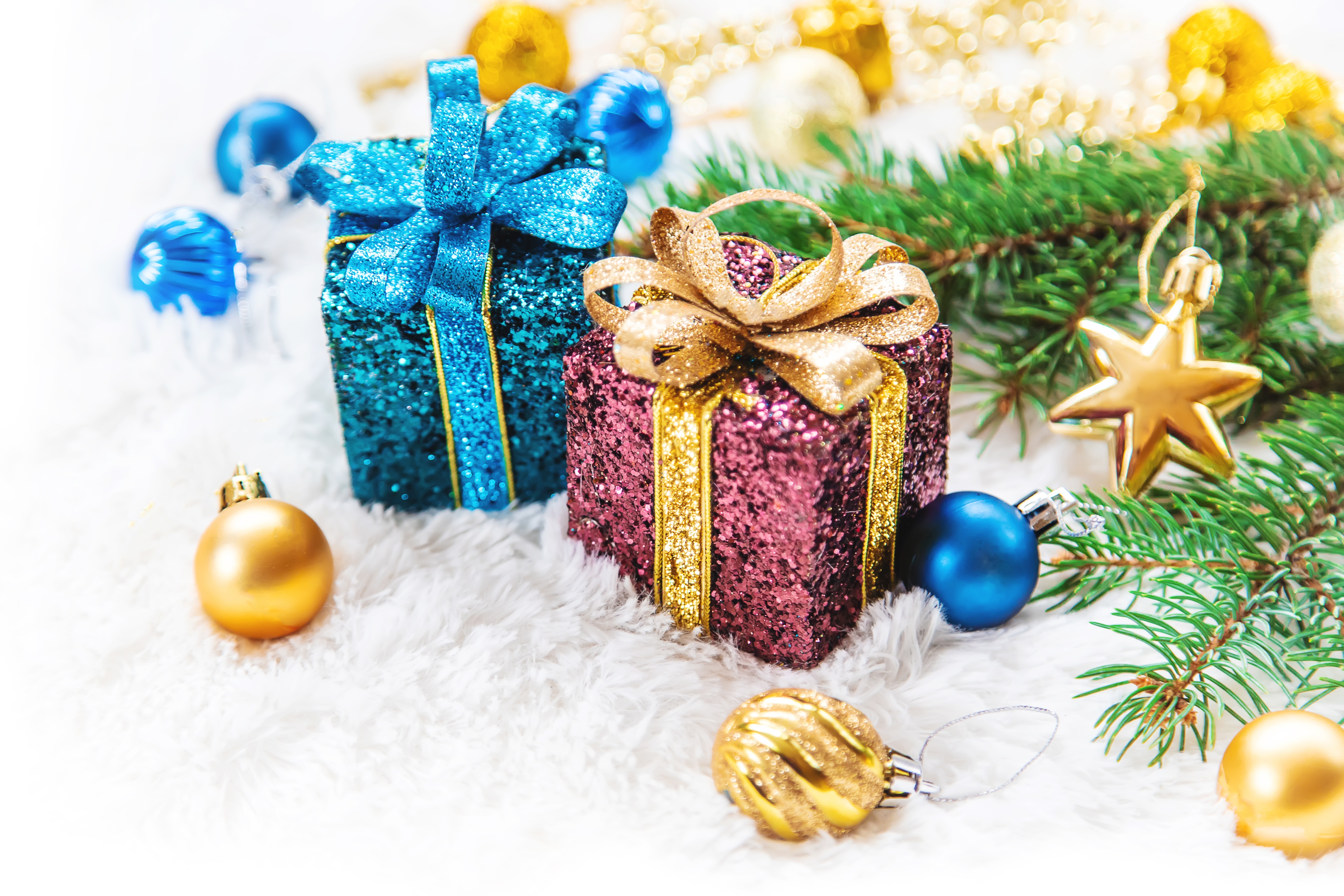 Christmas Gifts and Ornaments 4K HD Wallpaper