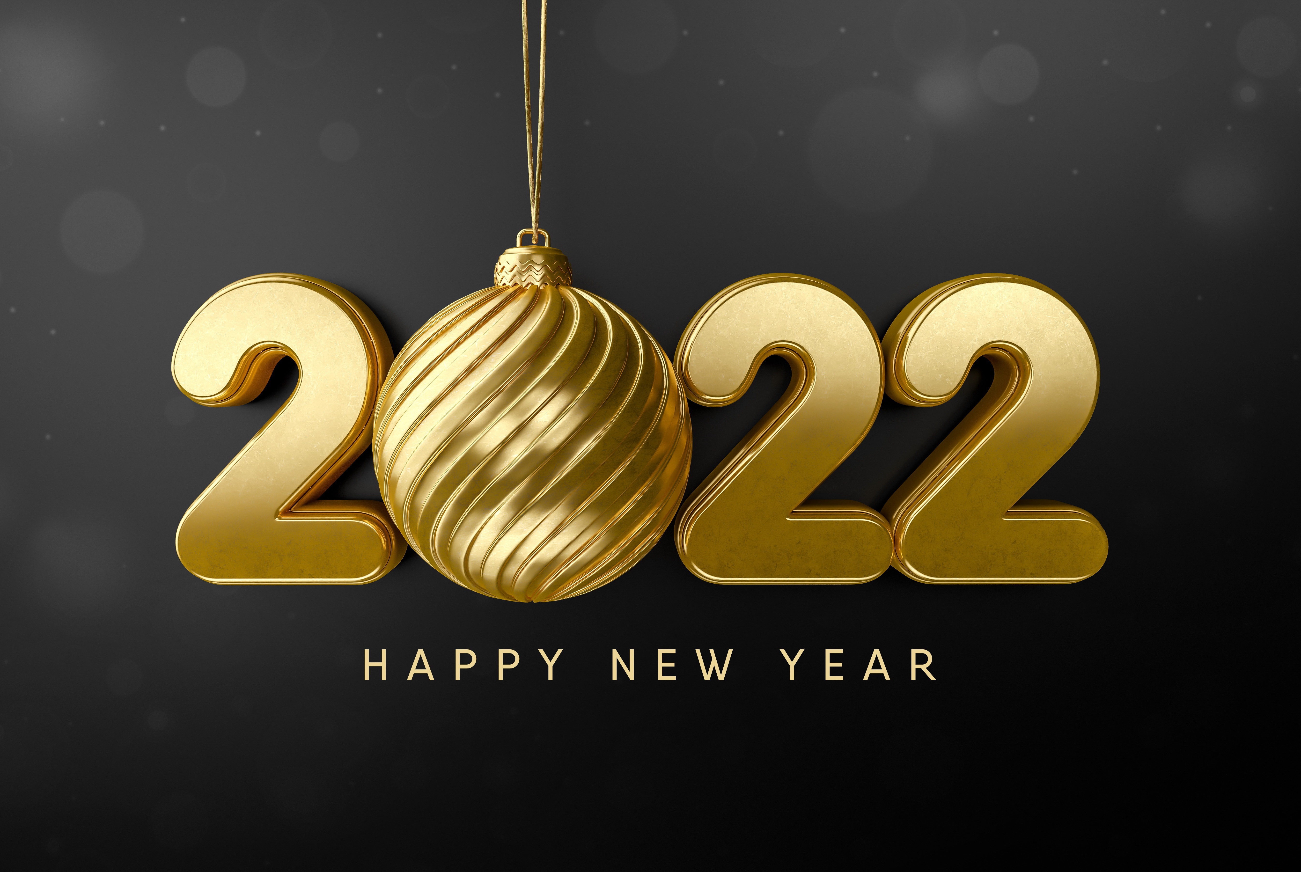 Happy New Year 2022 Gold Numbers HD Wallpaper