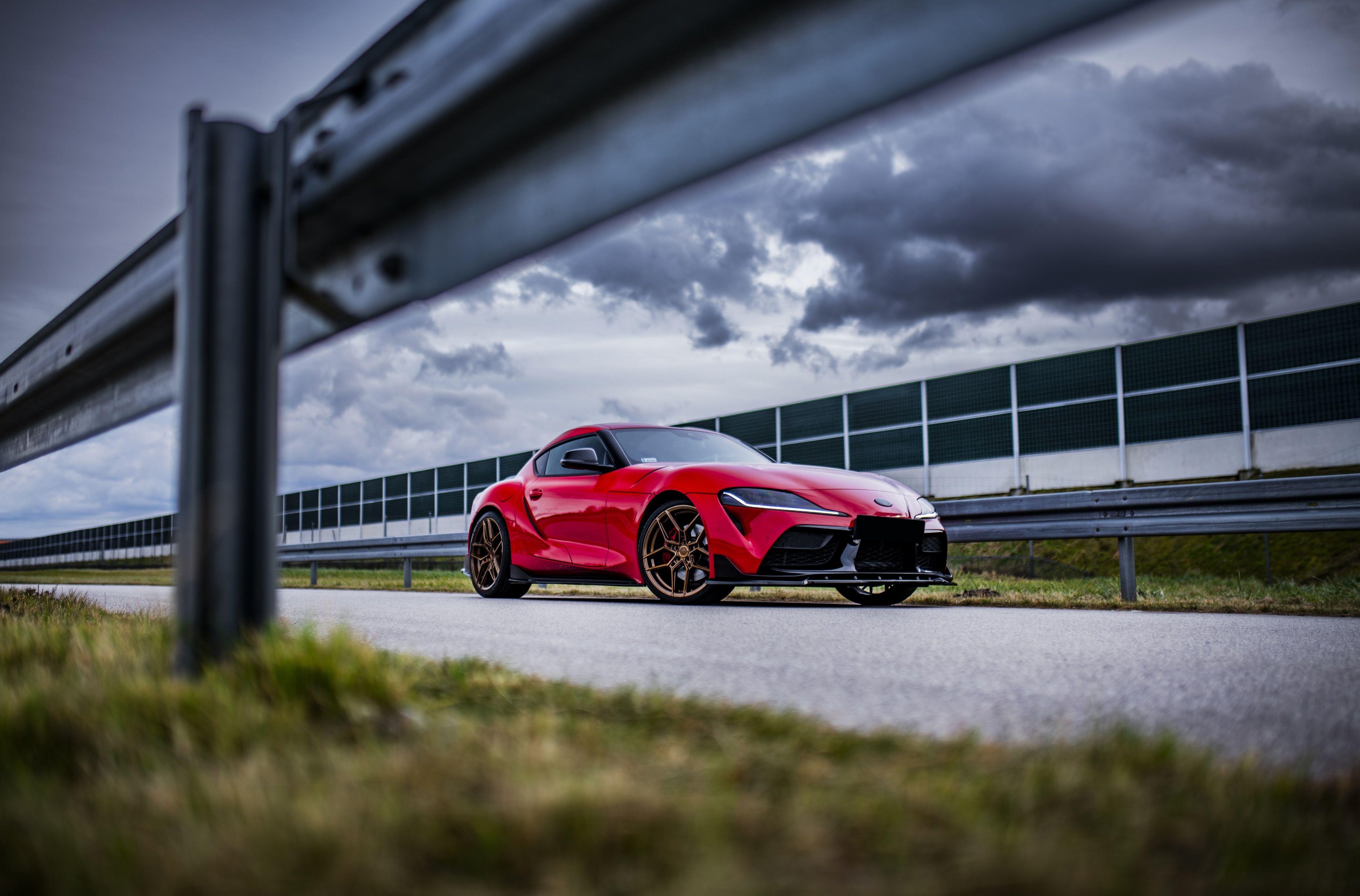 Red Toyota Supra on a Road HD Wallpaper
