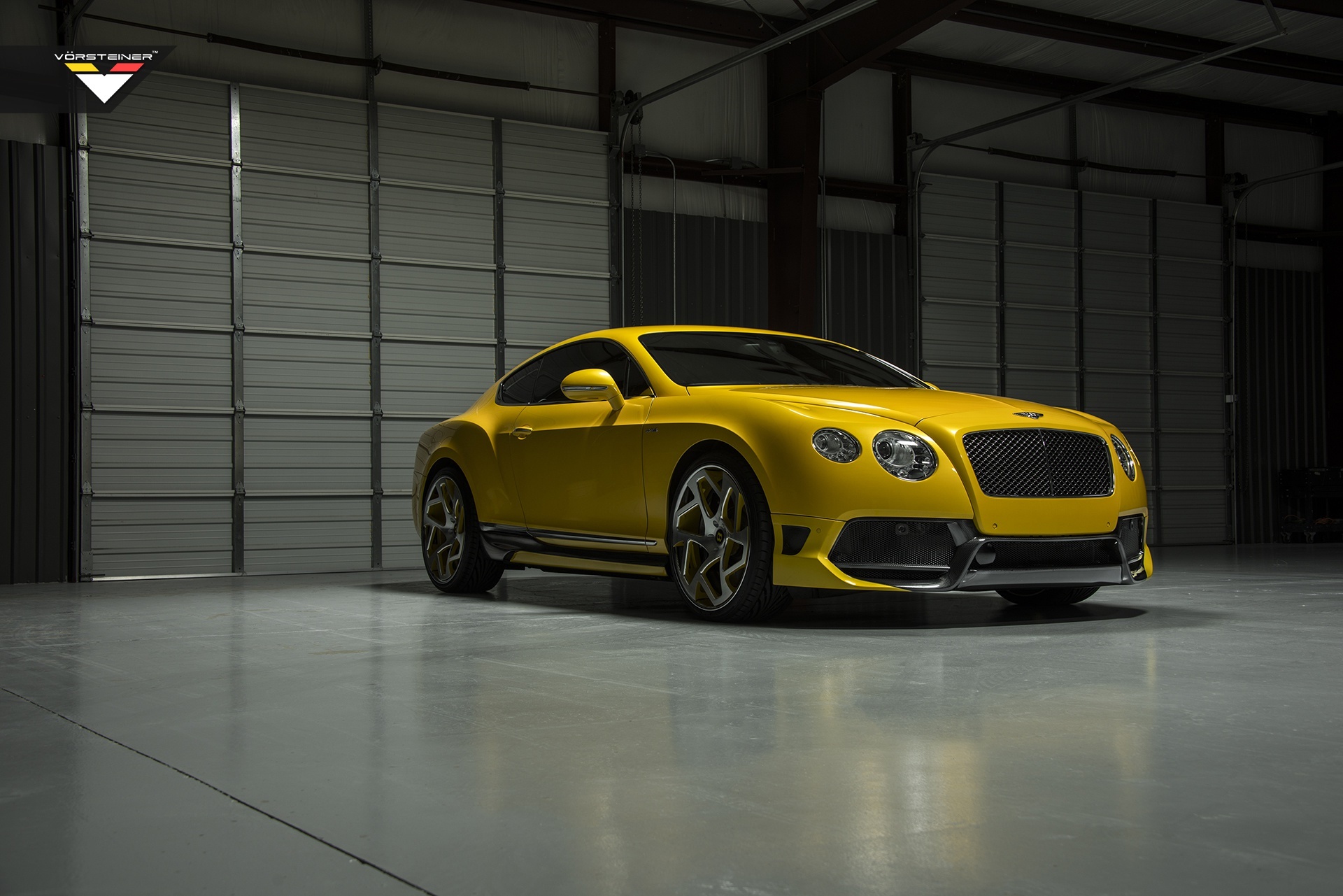 Yellow Bentley Continental in a Garage HD Wallpaper