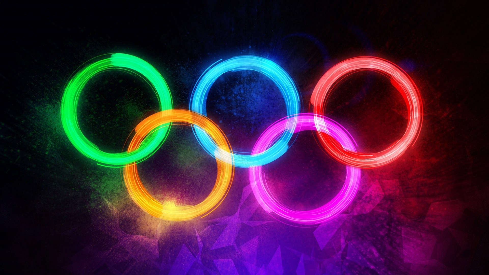 Neon Olympic Rings HD Wallpaper