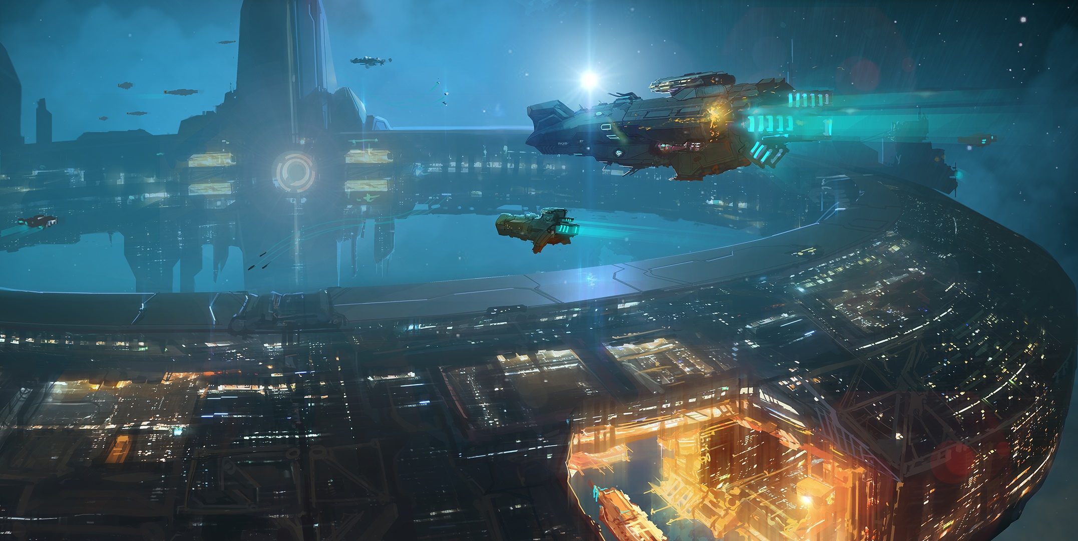 The Mandate by Garret AJ, Futuristic Spaceship Station HD Wallpaper