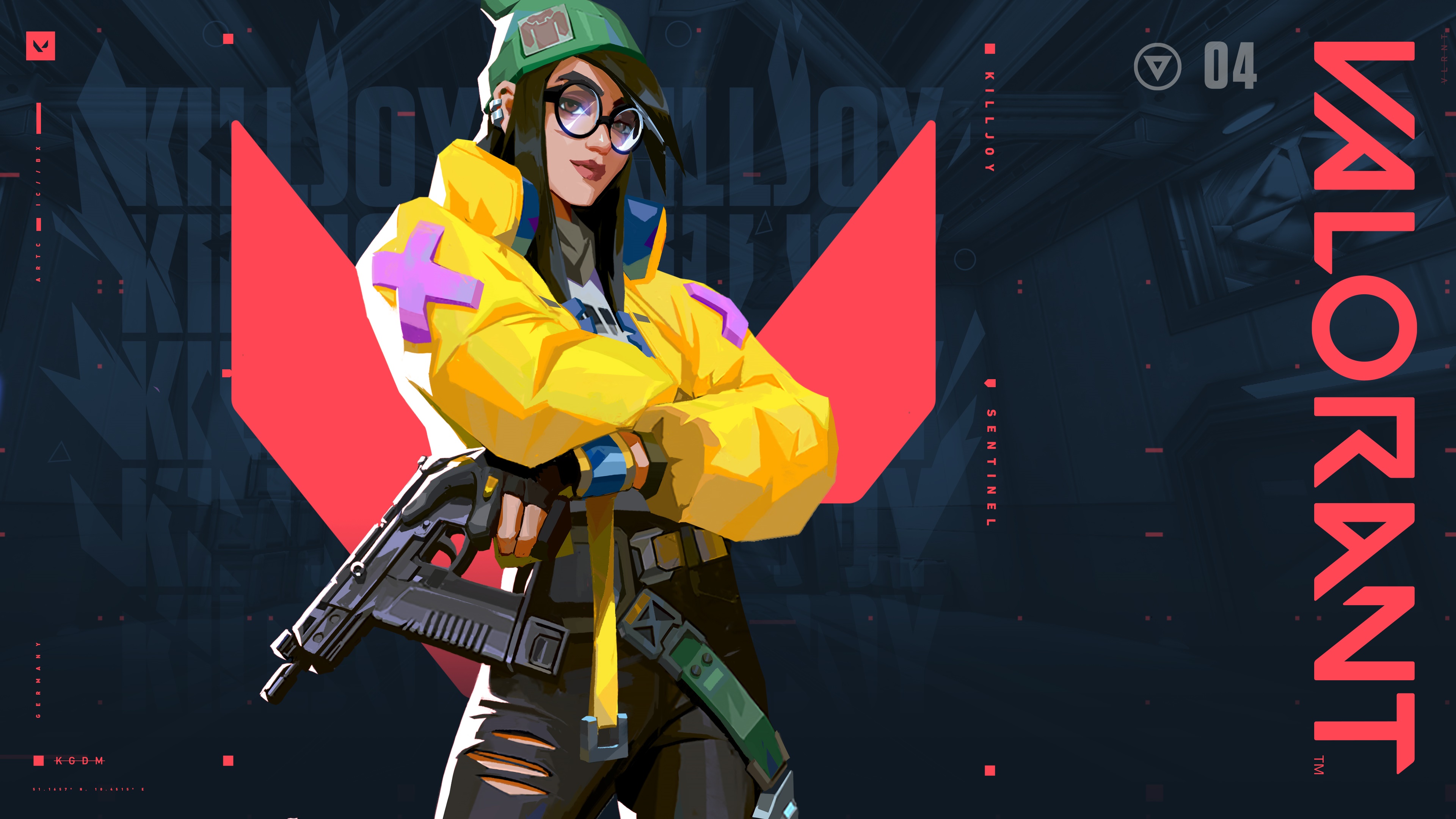 Killjoy from Valorant with Gun HD Wallpaper