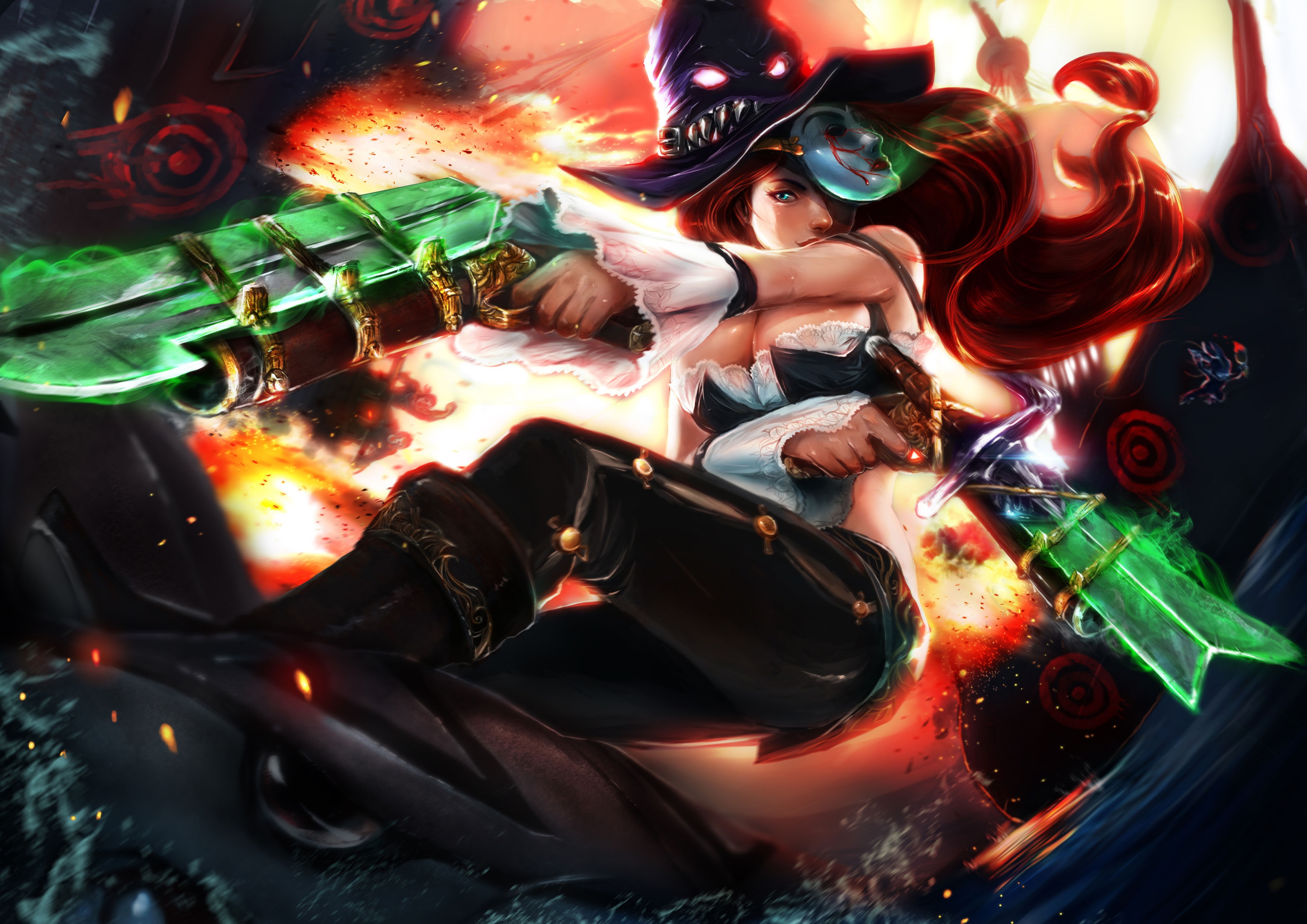 Miss Fortune from League of Legends with guns HD Wallpaper