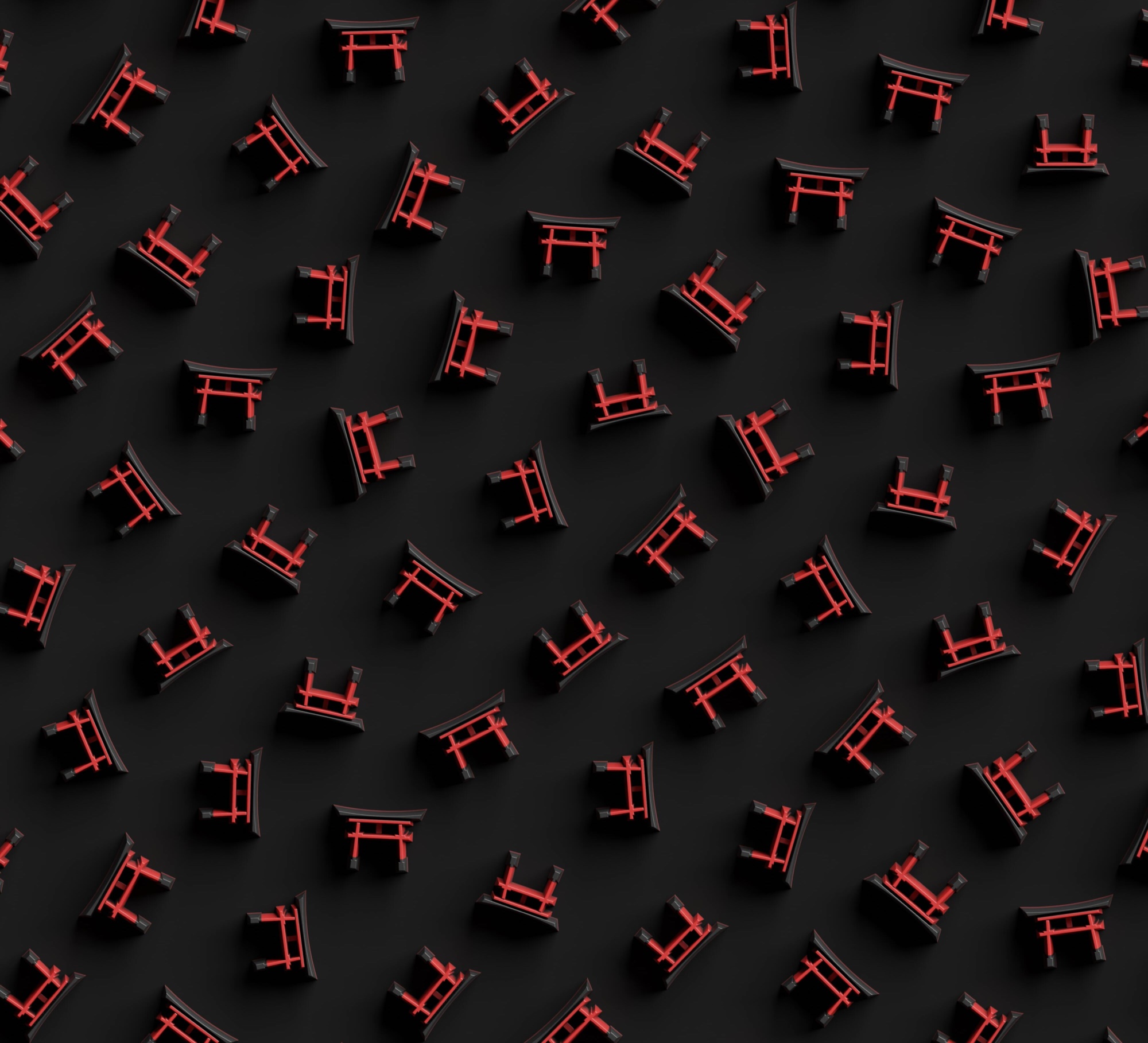 Artistic Pattern of Red and Black Torii Gates HD Wallpaper