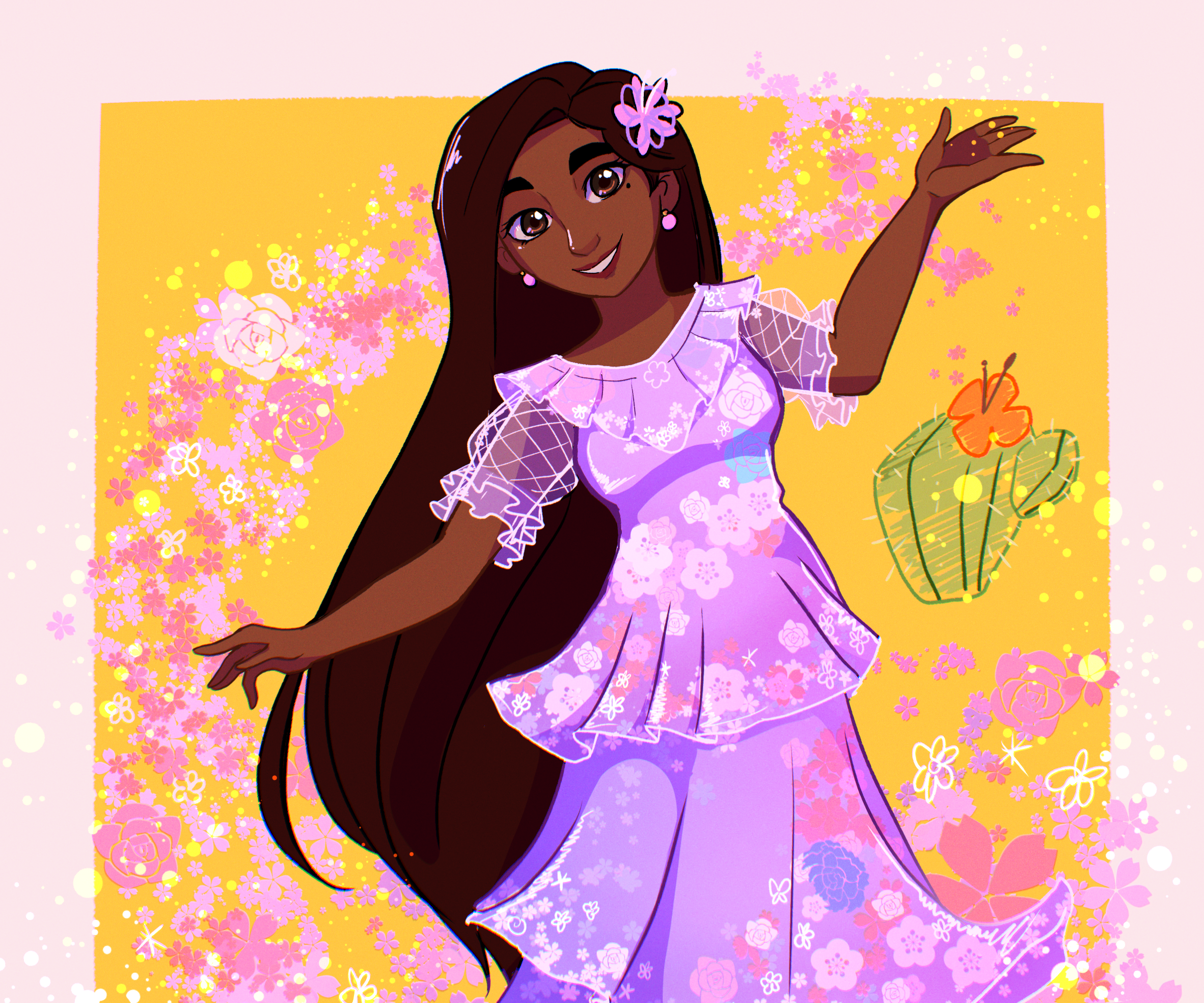 Isabela Madrigal from Encanto with flowers HD Wallpaper