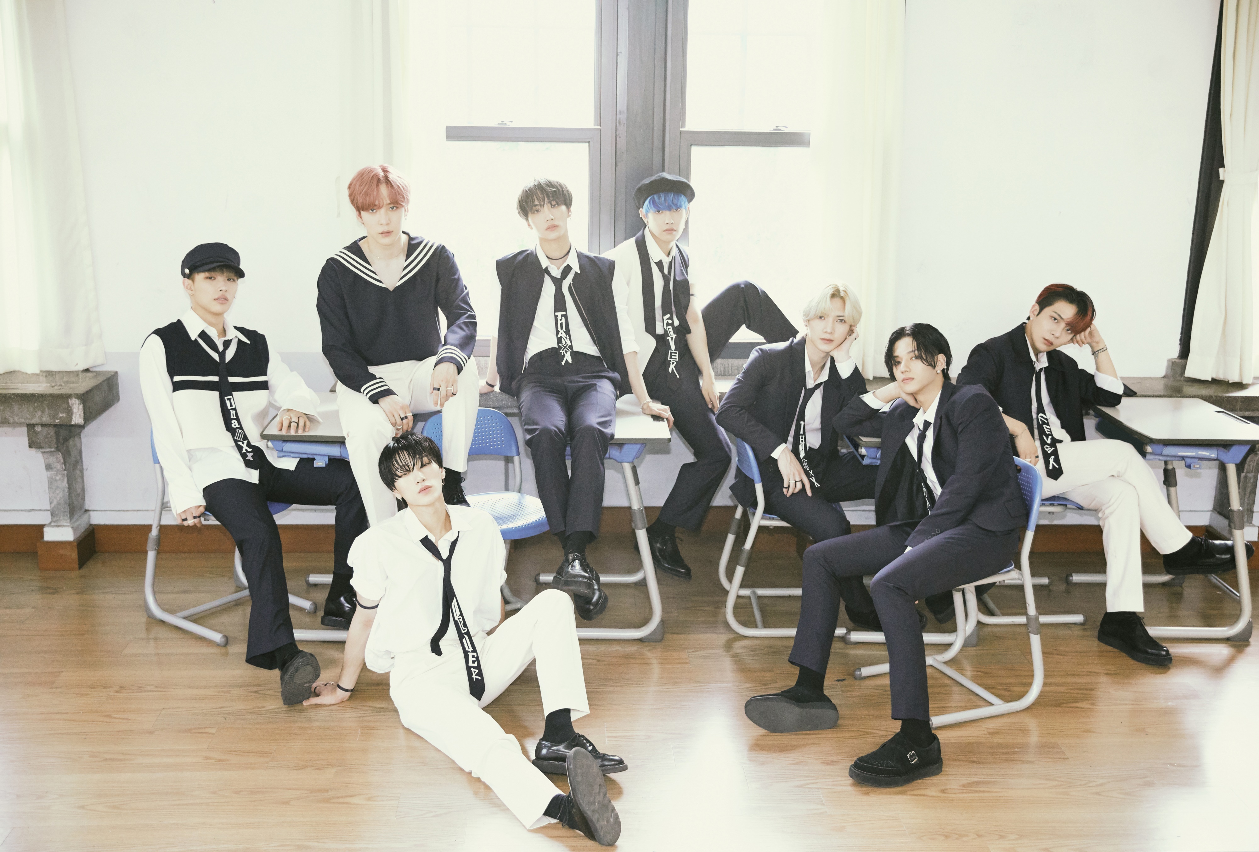 ATEEZ members in school uniforms HD Wallpaper
