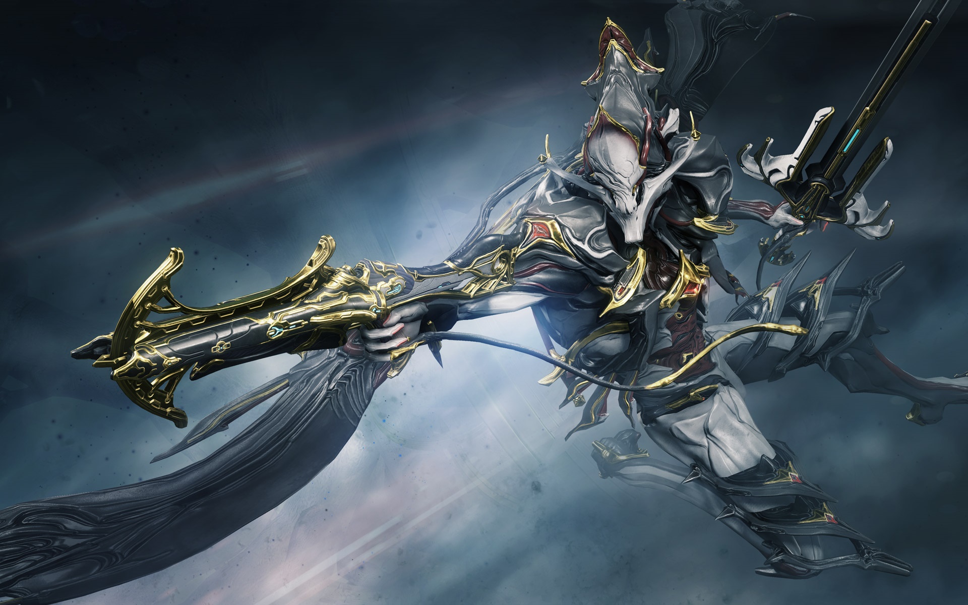 Warframe character with ornate weapon HD Wallpaper