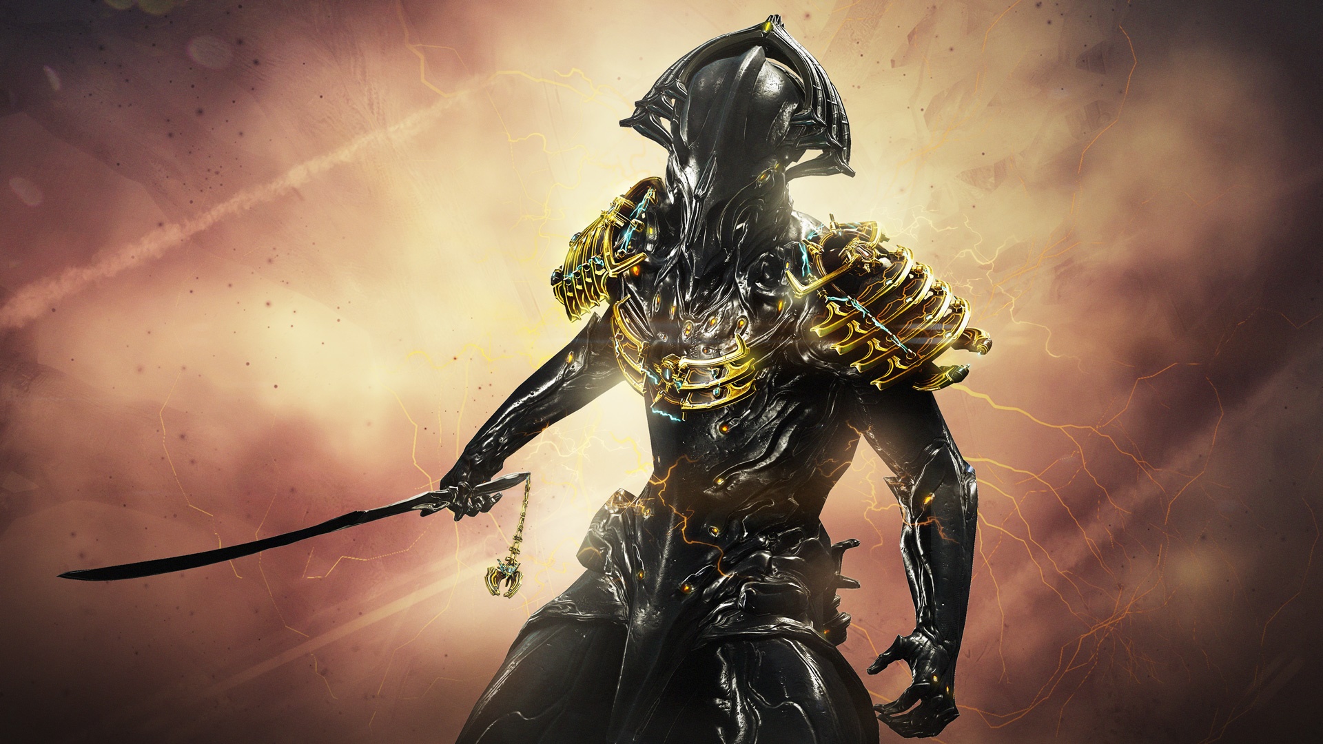 Warframe character with sword and armor HD Wallpaper