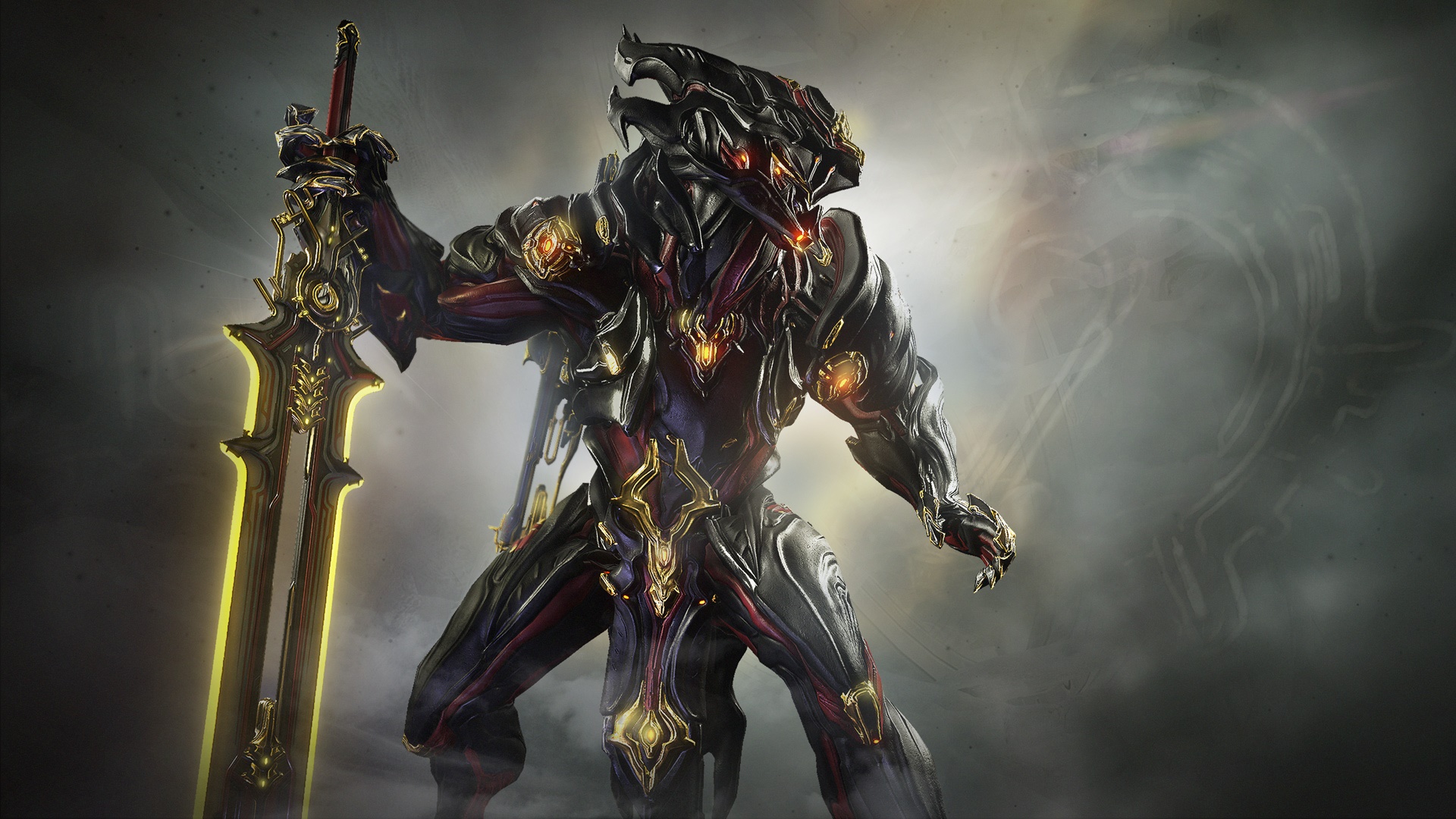 Warframe character holding a glowing sword HD Wallpaper