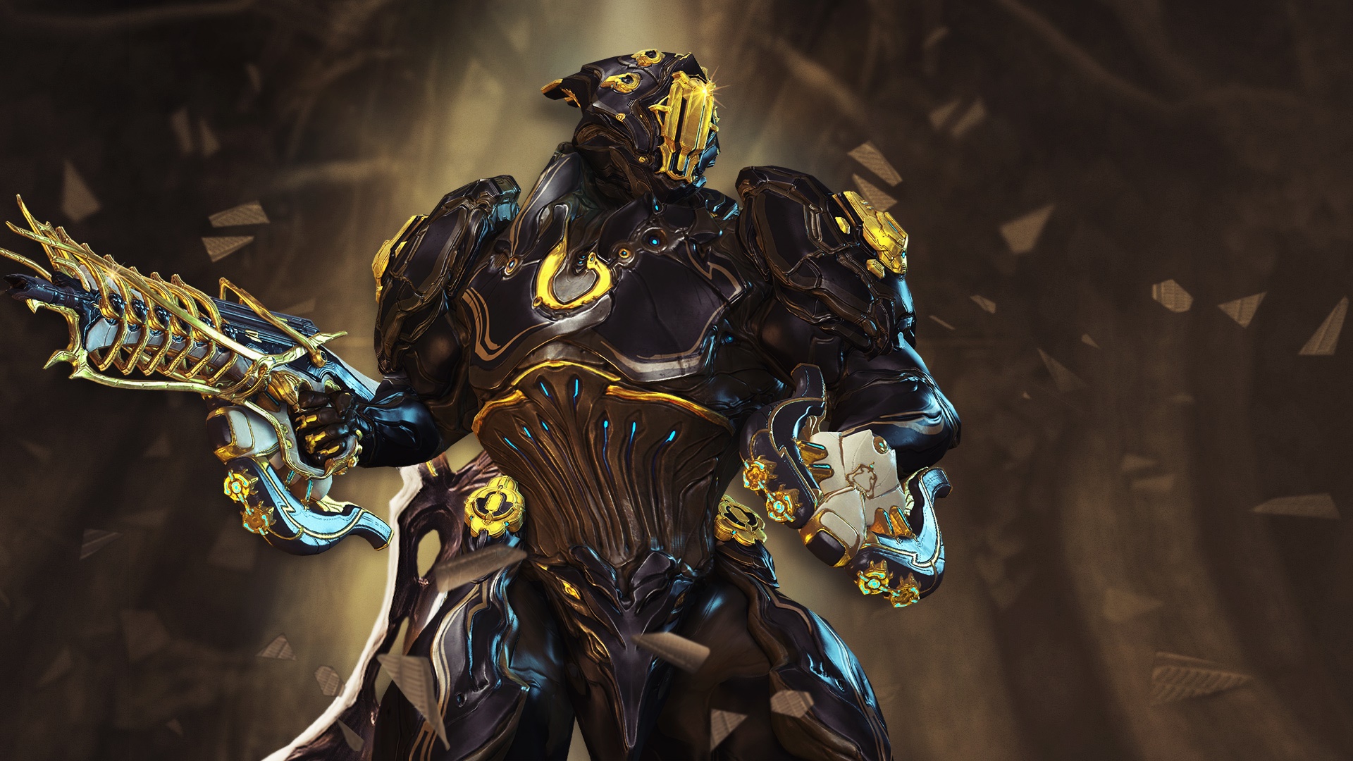 Warframe character with ornate weapon HD Wallpaper