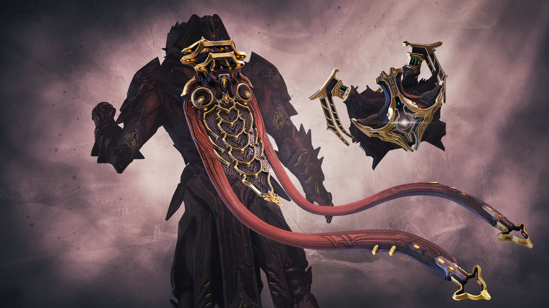 Warframe character with ornate armor and accessories HD Wallpaper