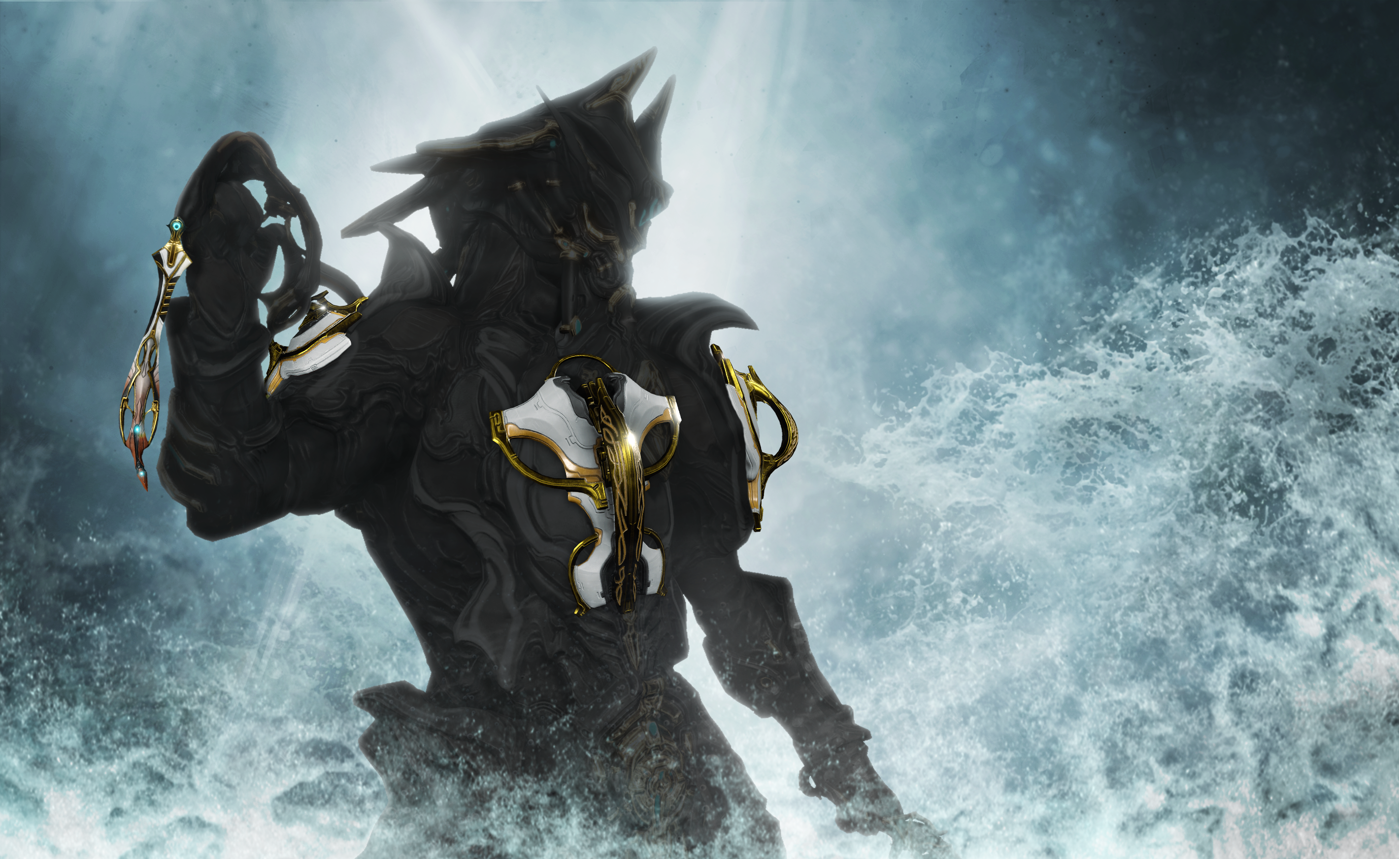 Warframe character in water HD Wallpaper