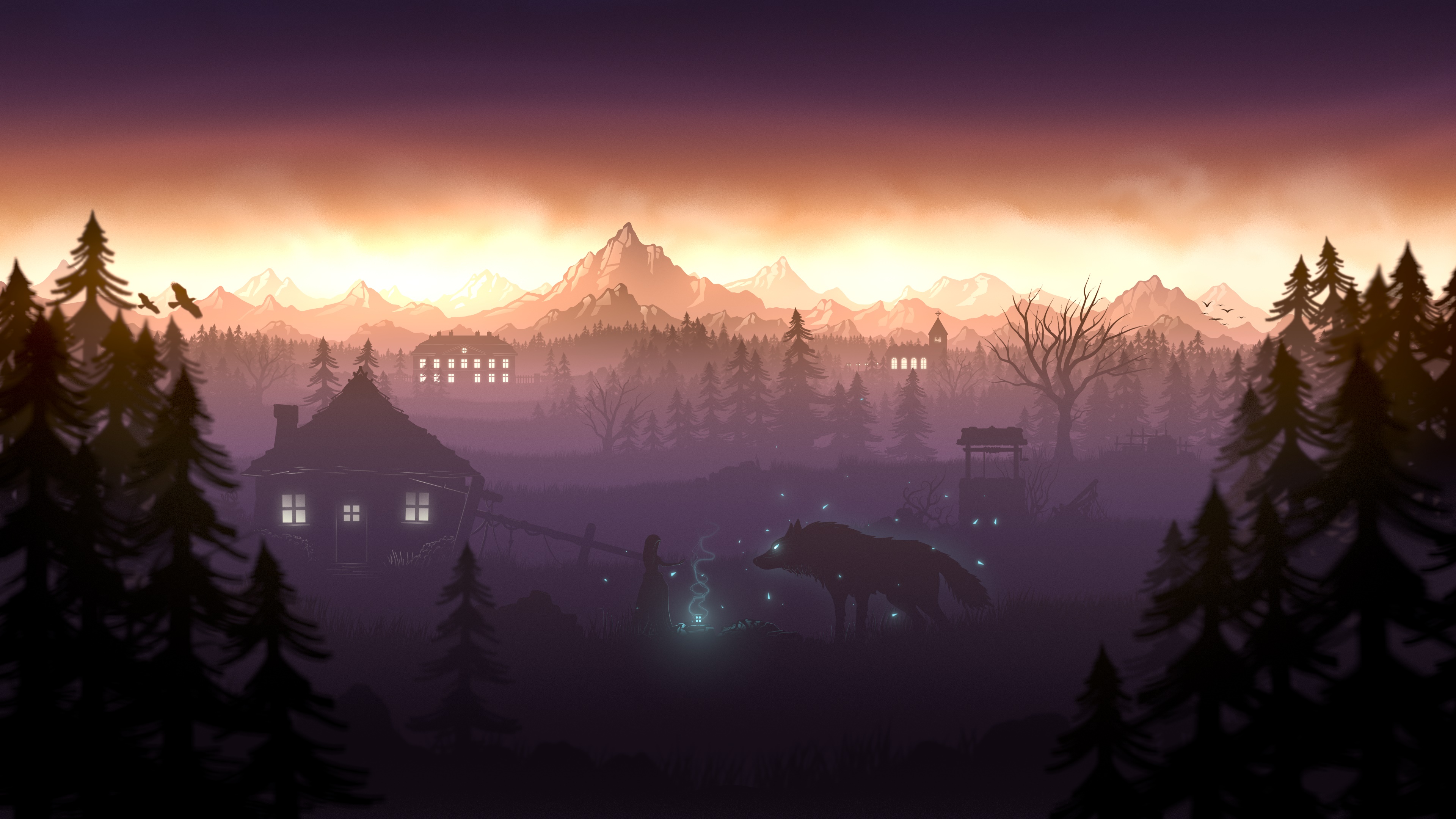 Fantasy Magic 4K Wolf HD Wallpaper
