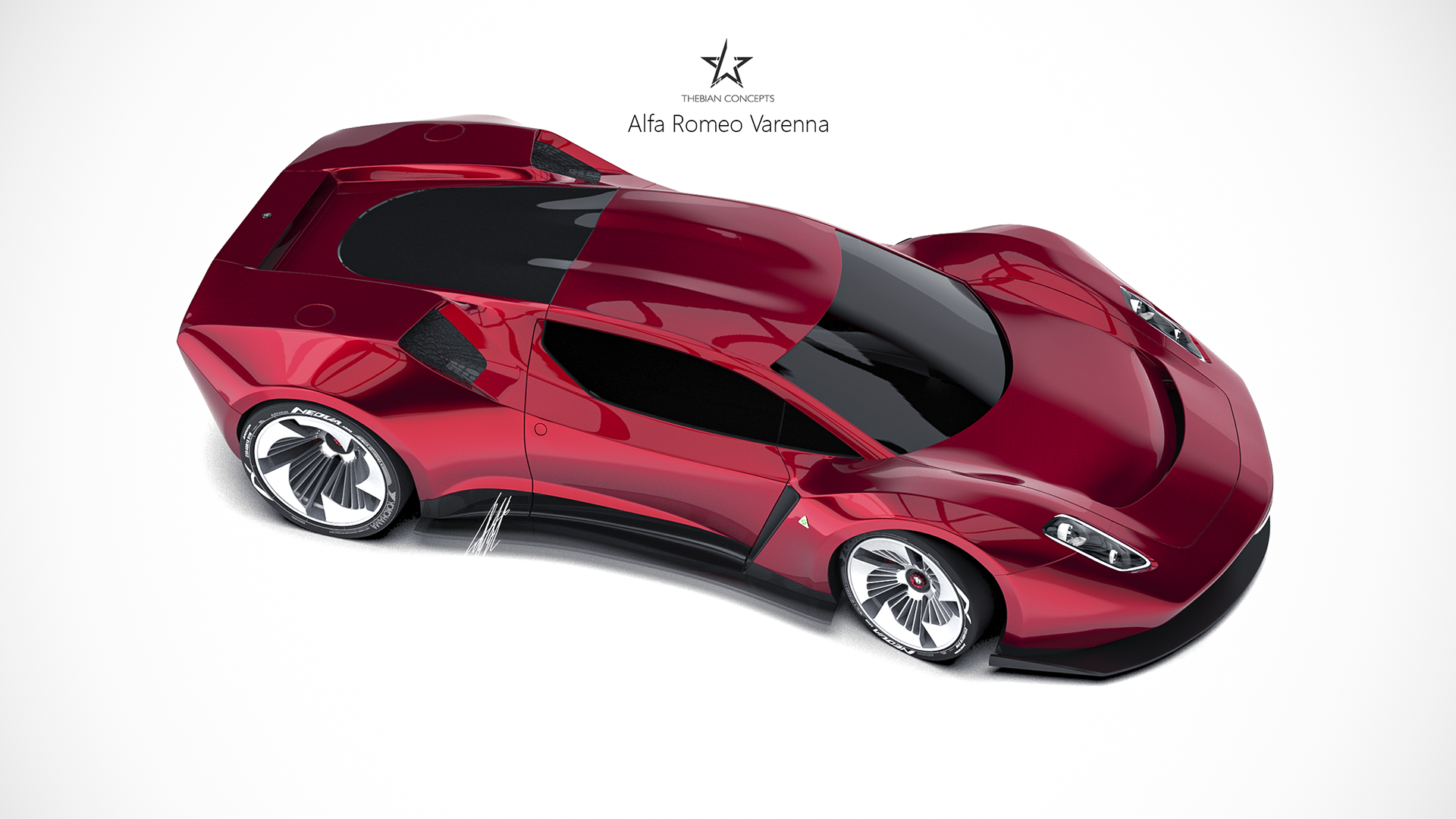 Red Alfa Romeo Varenna concept car HD Wallpaper