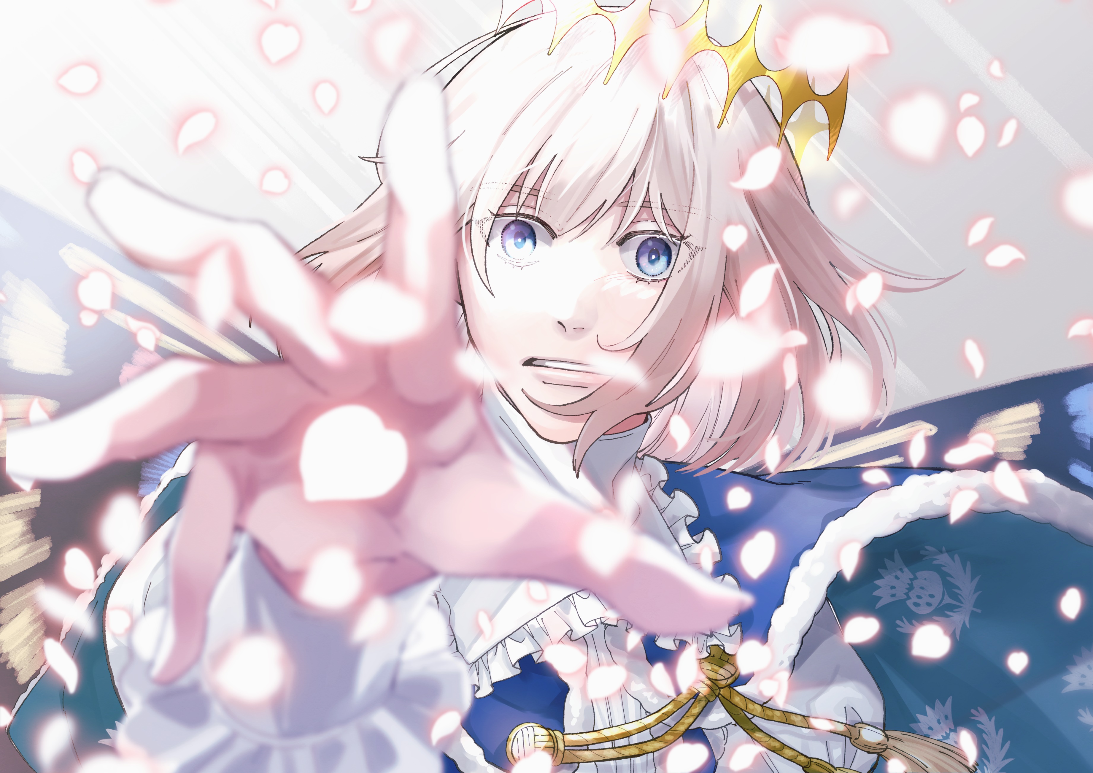 Oberon from Fate/Grand Order with flower petals HD Wallpaper