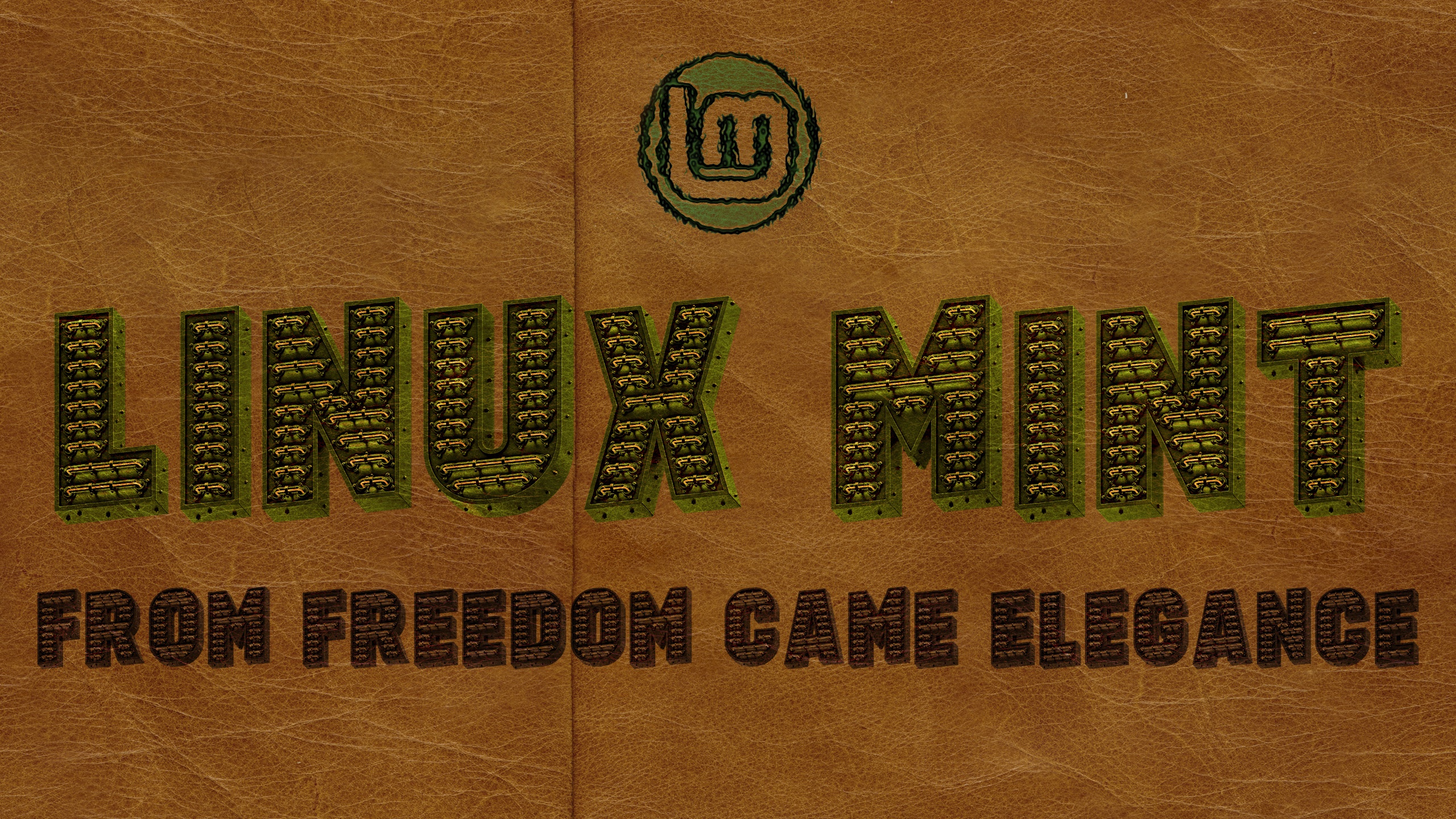 Linux Mint logo and slogan on leather texture HD Wallpaper