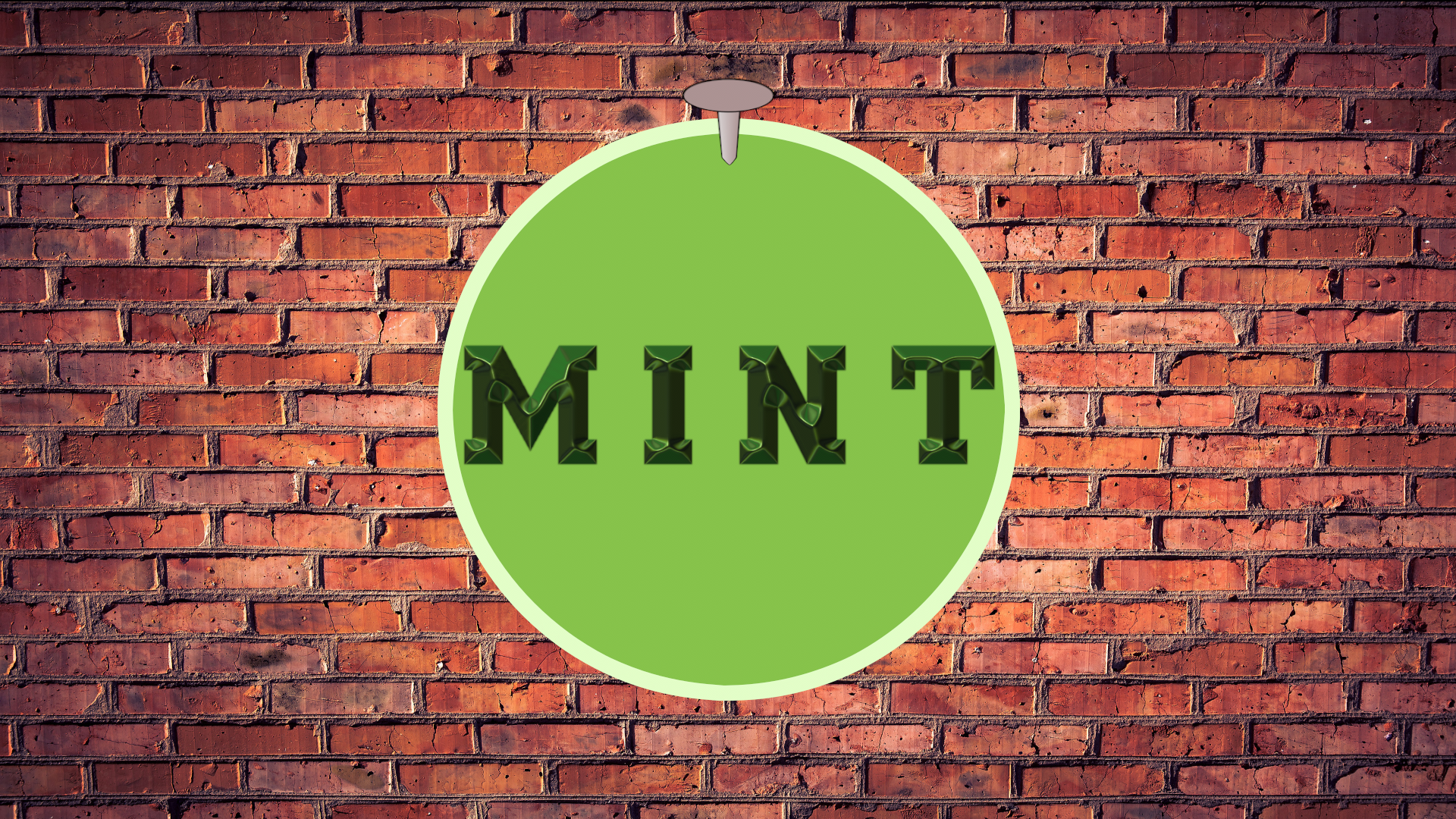 Linux Mint logo on a brick wall HD Wallpaper