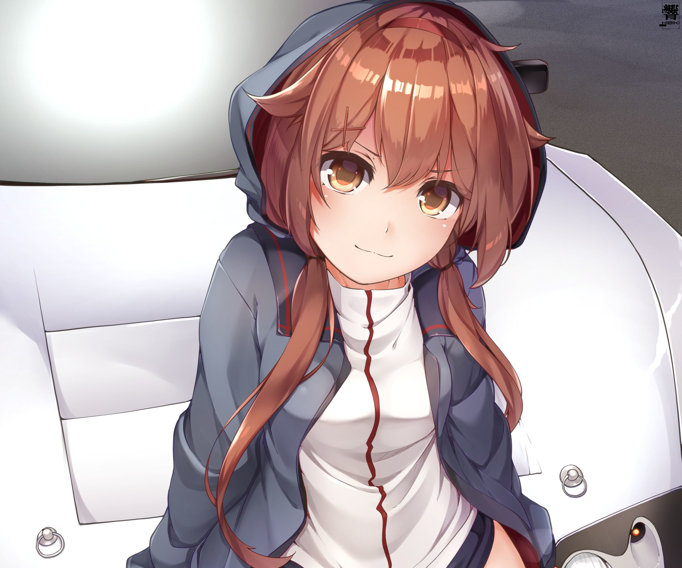 Shiratsuyu from Kantai Collection in a car HD Wallpaper