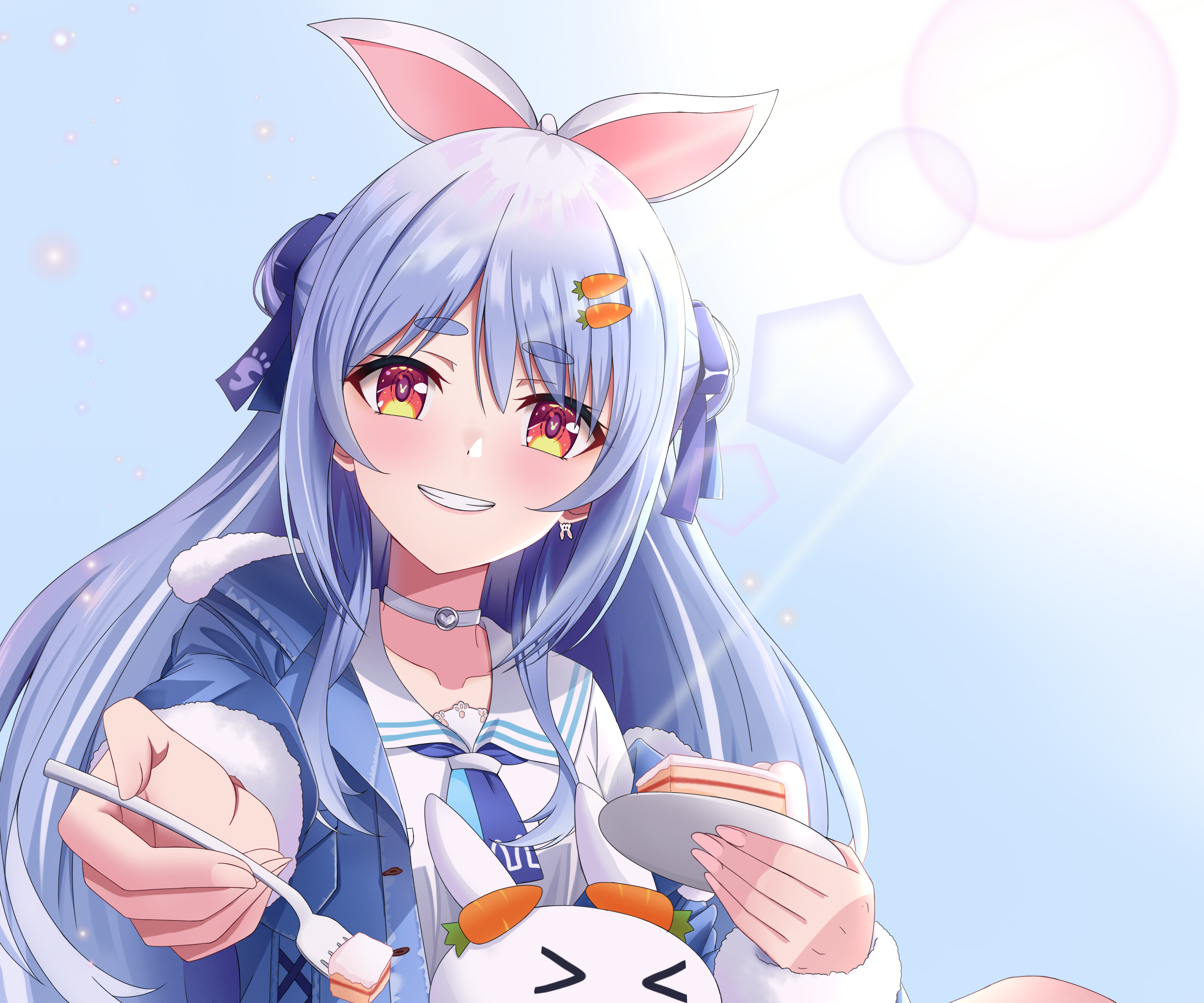 Usada Pekora from Hololive holding cake HD Wallpaper