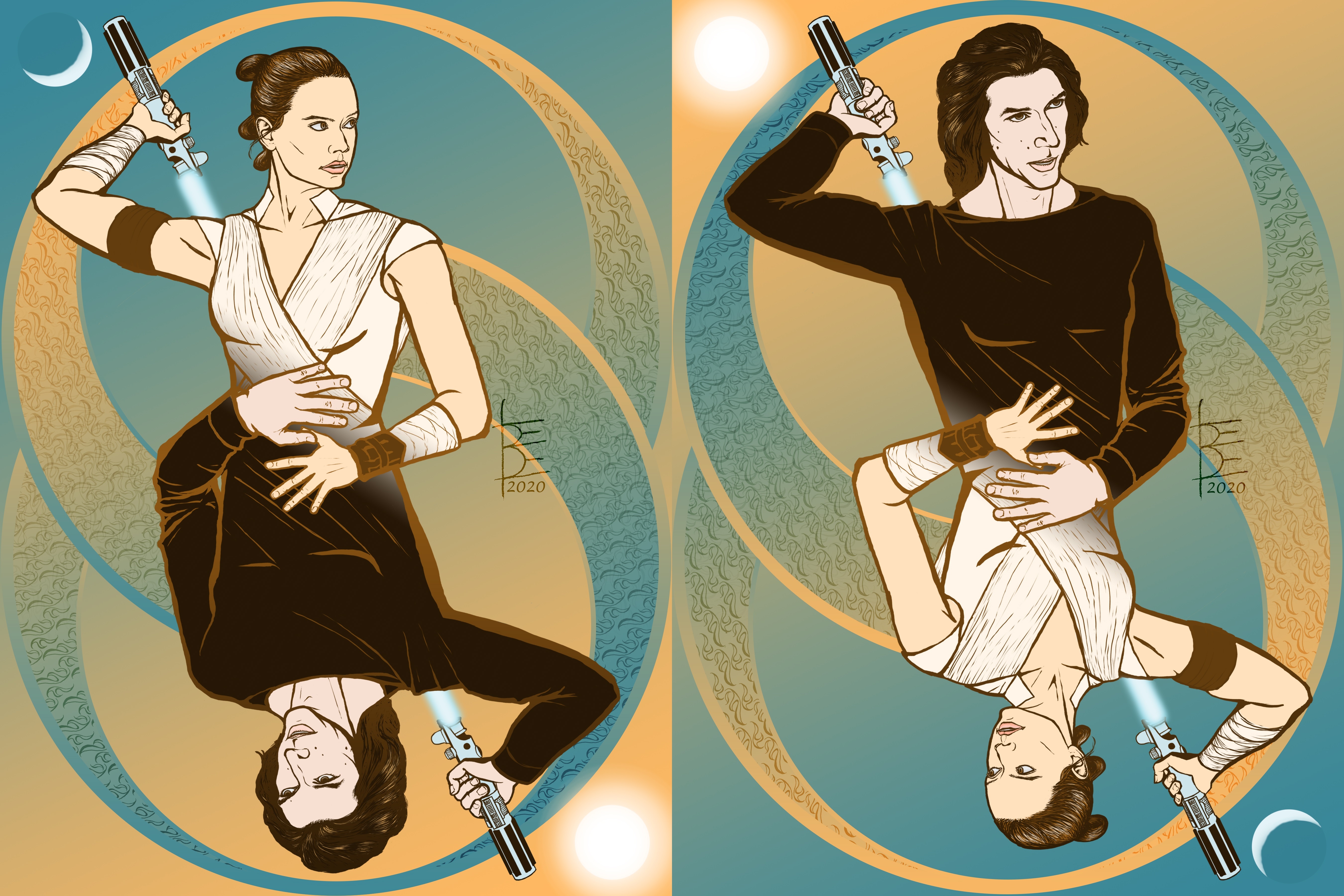 Rey and Ben Solo from Star Wars HD Wallpaper