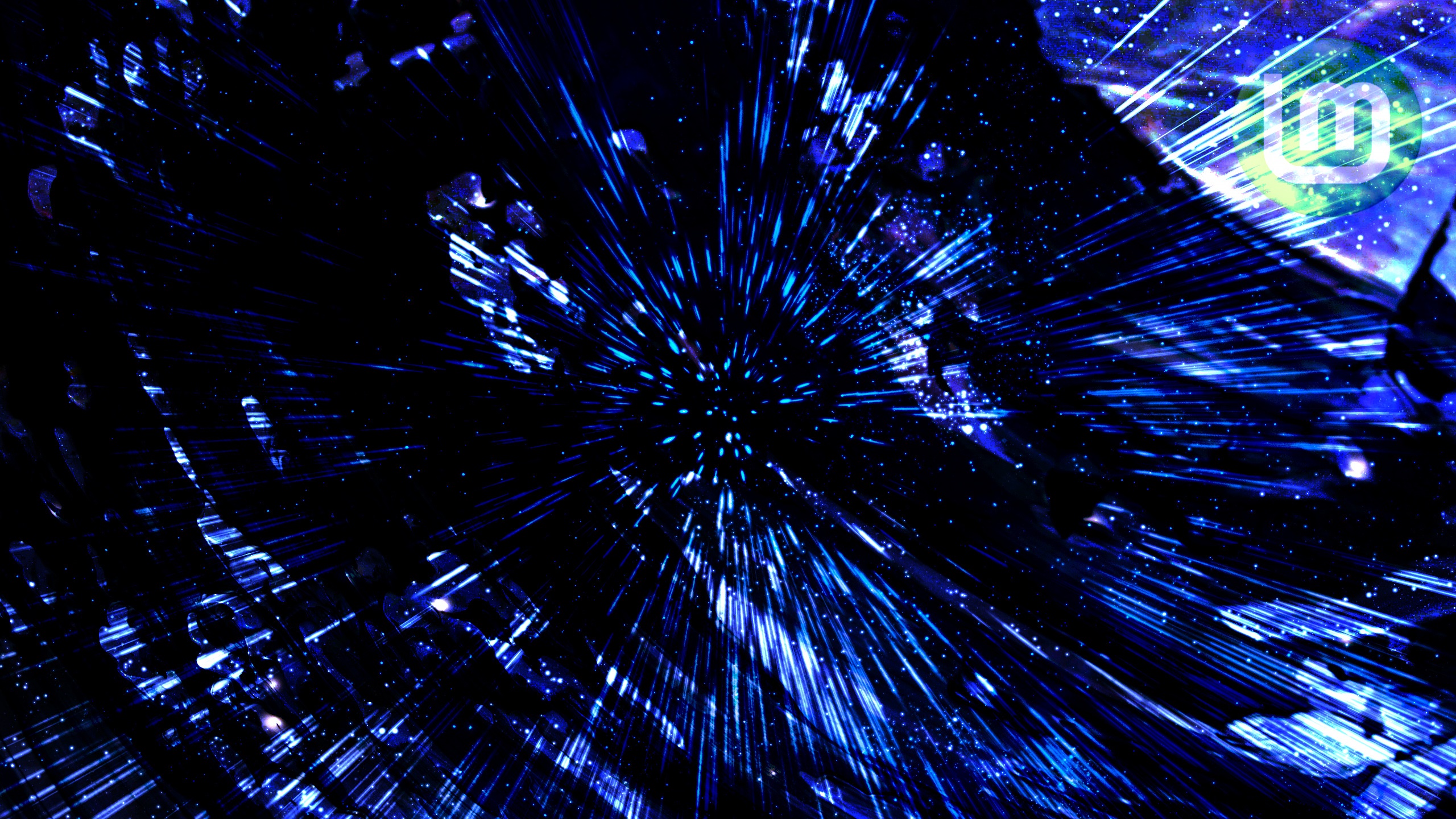 Abstract blue light streaks in dark space with Twitch logo HD Wallpaper
