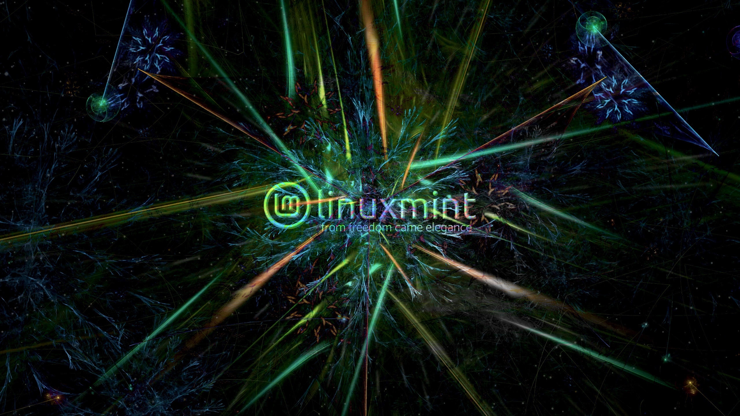 Linux Mint logo with abstract light streaks HD Wallpaper