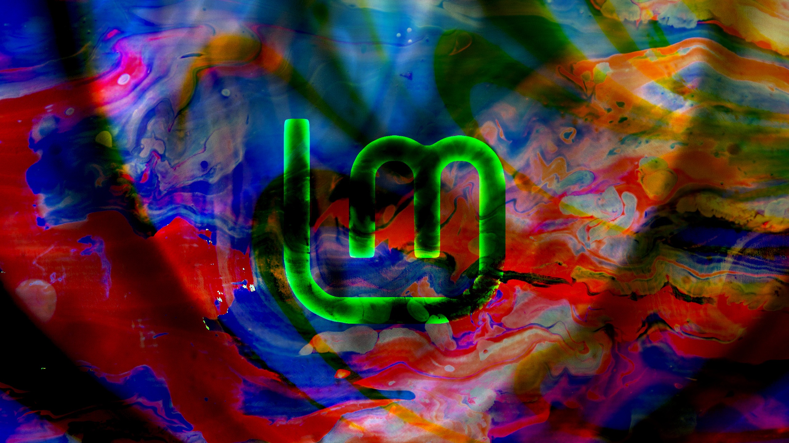 Linux Mint logo on abstract colorful background HD Wallpaper