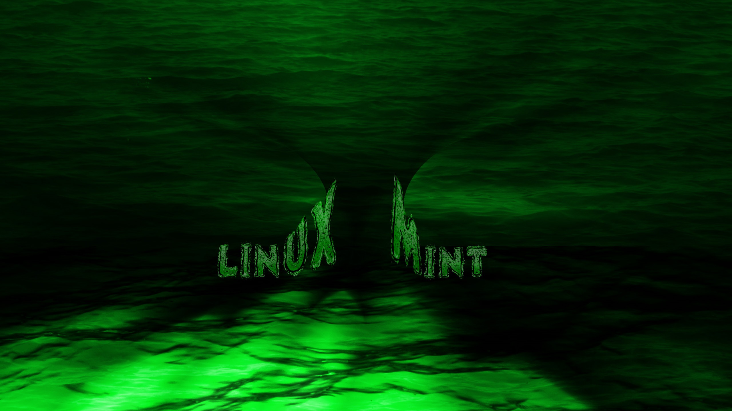 Linux Mint logo on dark green water HD Wallpaper