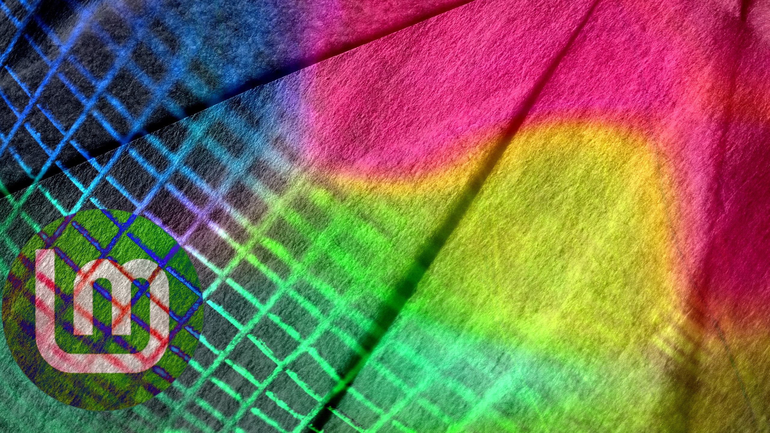 Linux Mint logo on a colorful tie-dye background HD Wallpaper