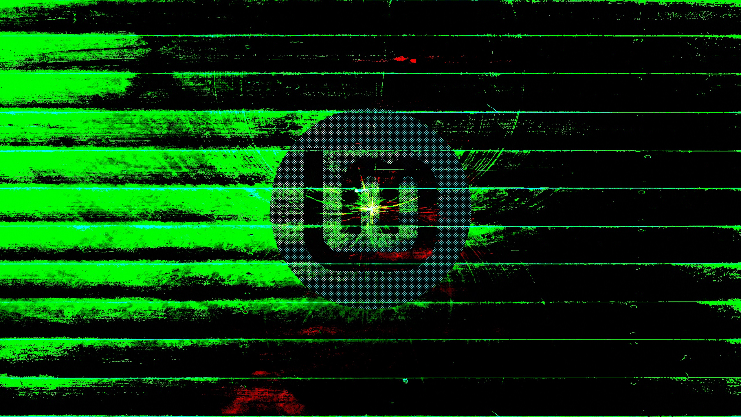 Linux Mint logo on a green and black striped background HD Wallpaper