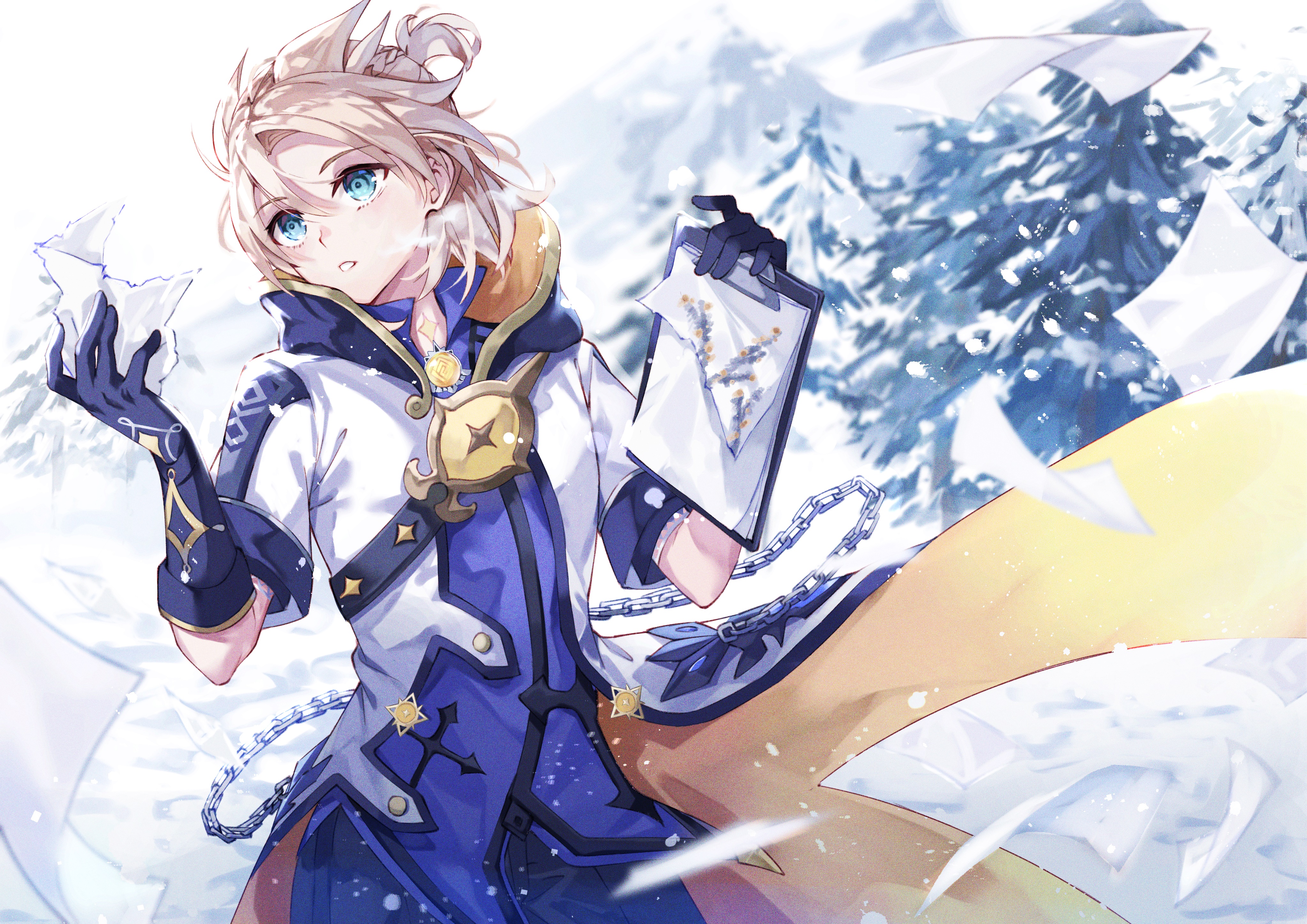 Albedo from Genshin Impact in Winter HD Wallpaper