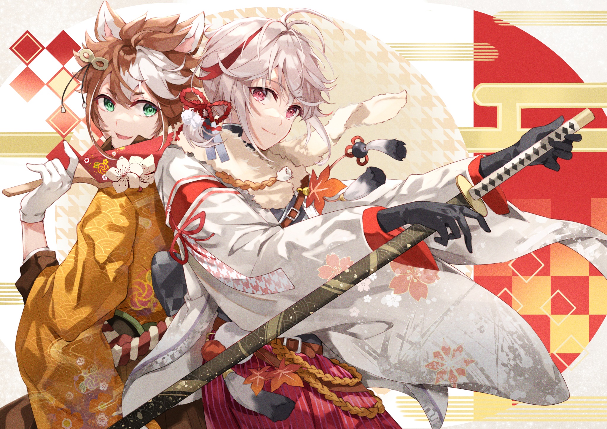 Kaedehara Kazuha and Gorou from Genshin Impact HD Wallpaper