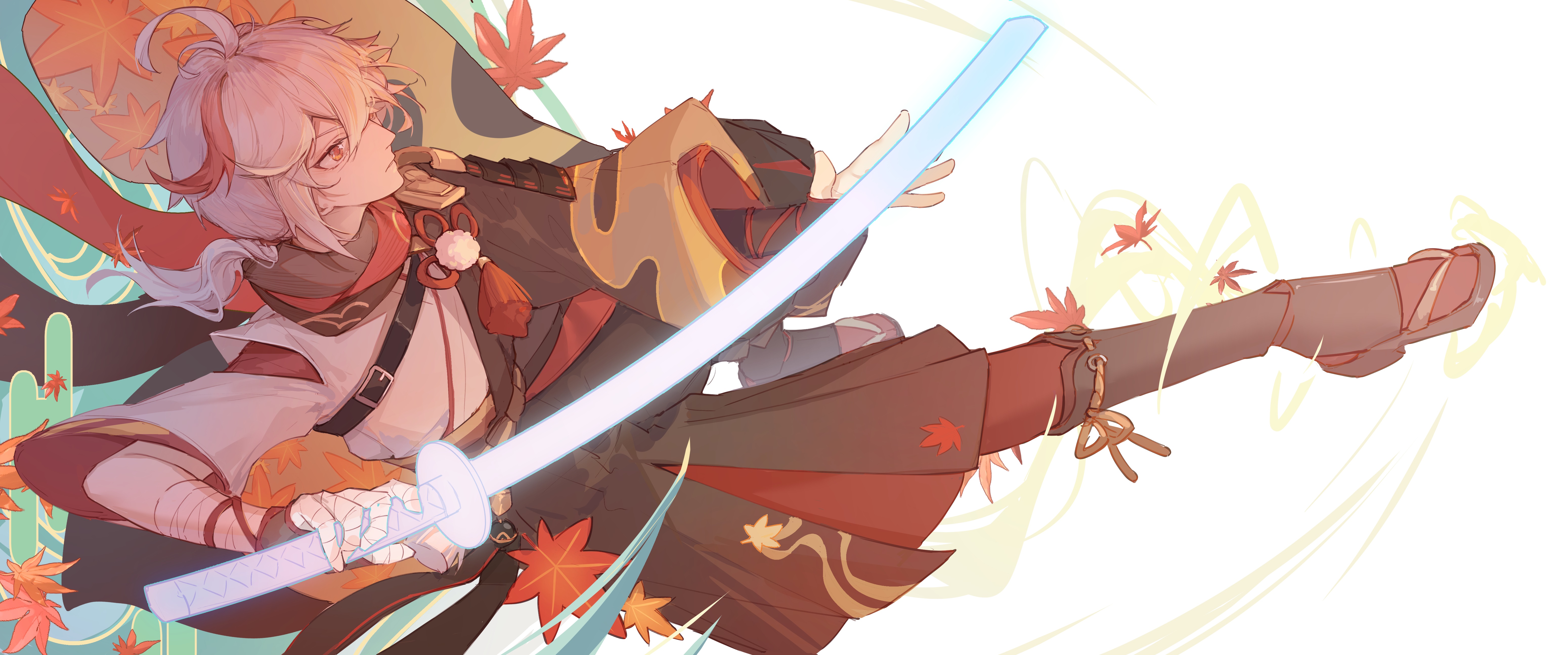 Kaedehara Kazuha from Genshin Impact with sword HD Wallpaper