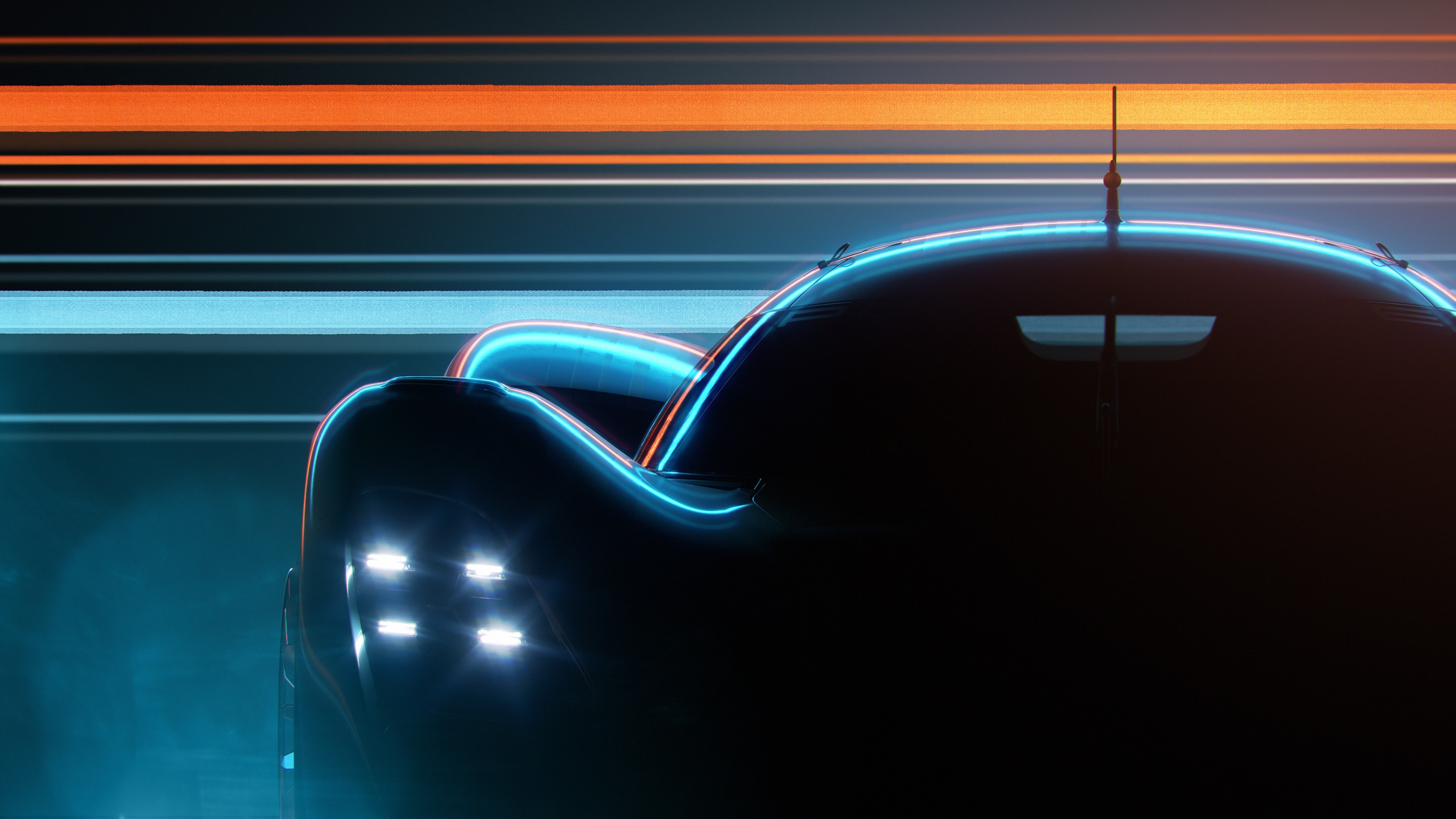 Porsche Vision 908 concept car with neon lights HD Wallpaper