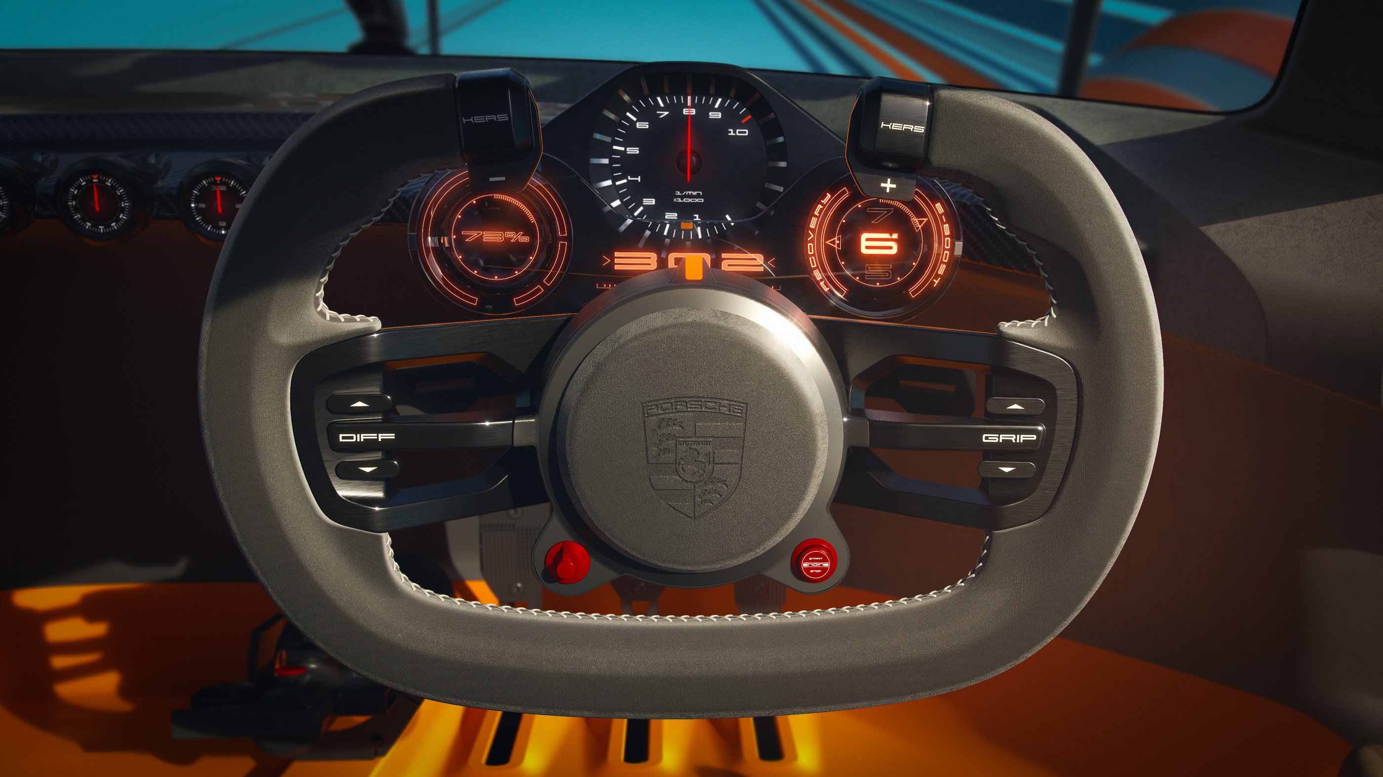 Porsche Vision 908 steering wheel and dashboard HD Wallpaper