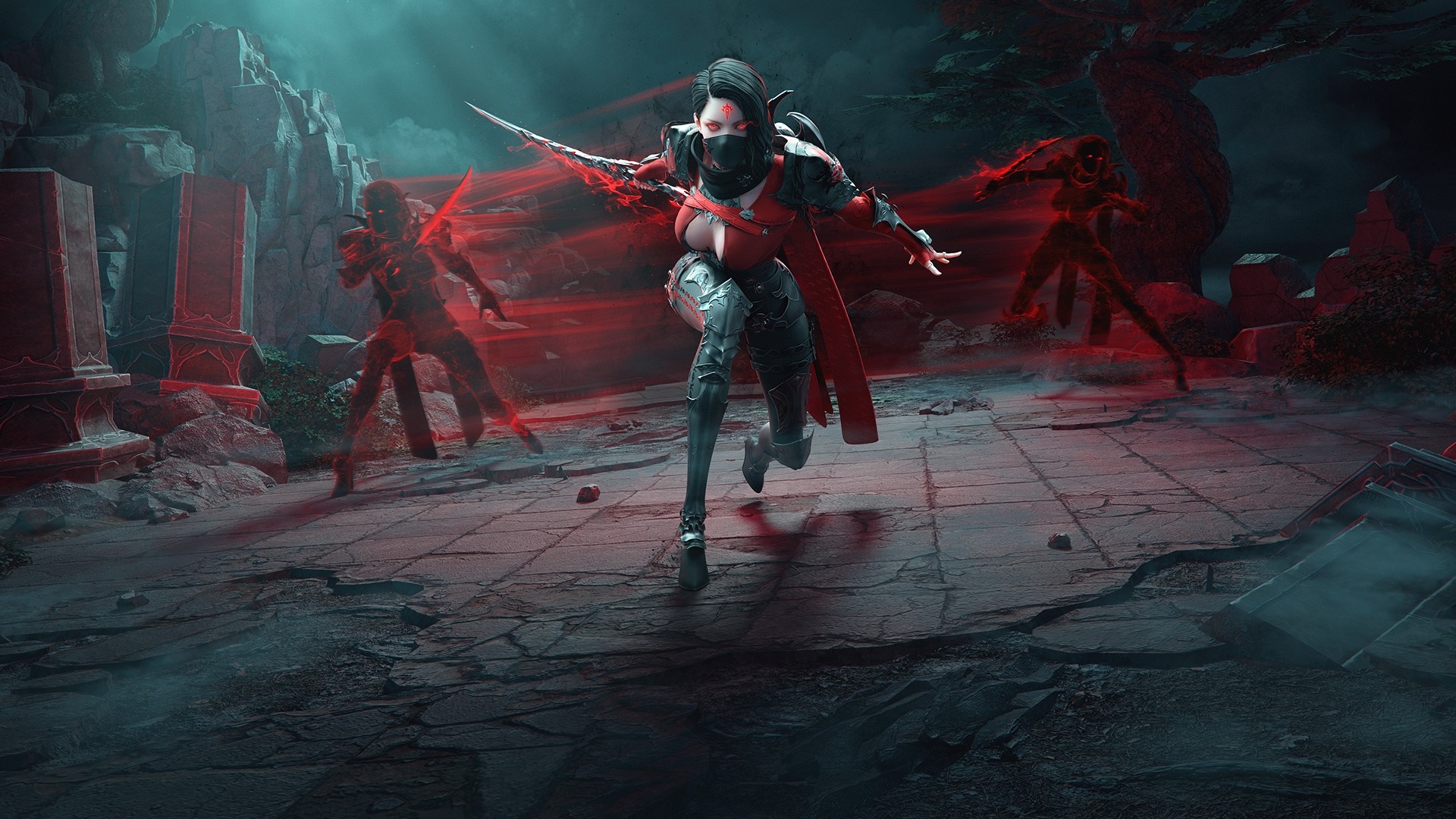 Lost Ark character with red spectral clones HD Wallpaper