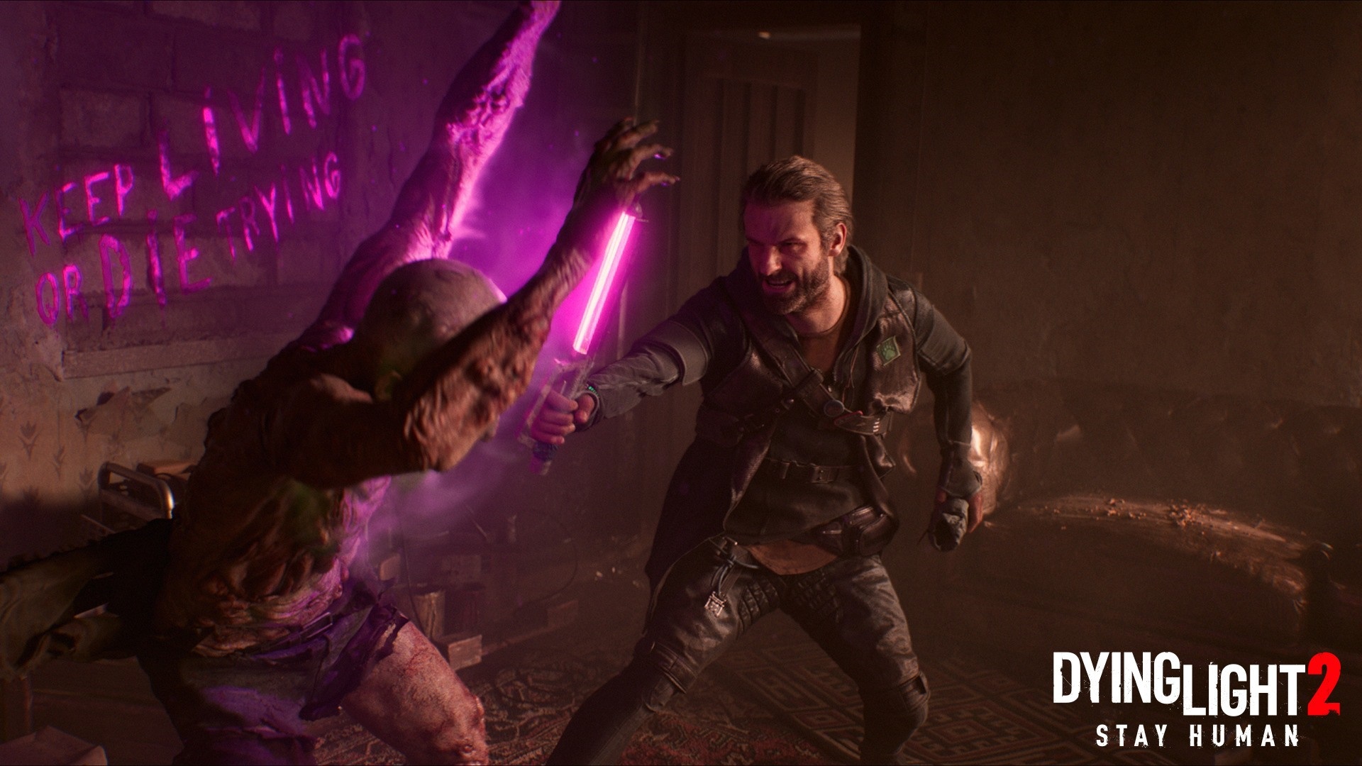 Aiden from Dying Light 2: Stay Human fights a zombie HD Wallpaper