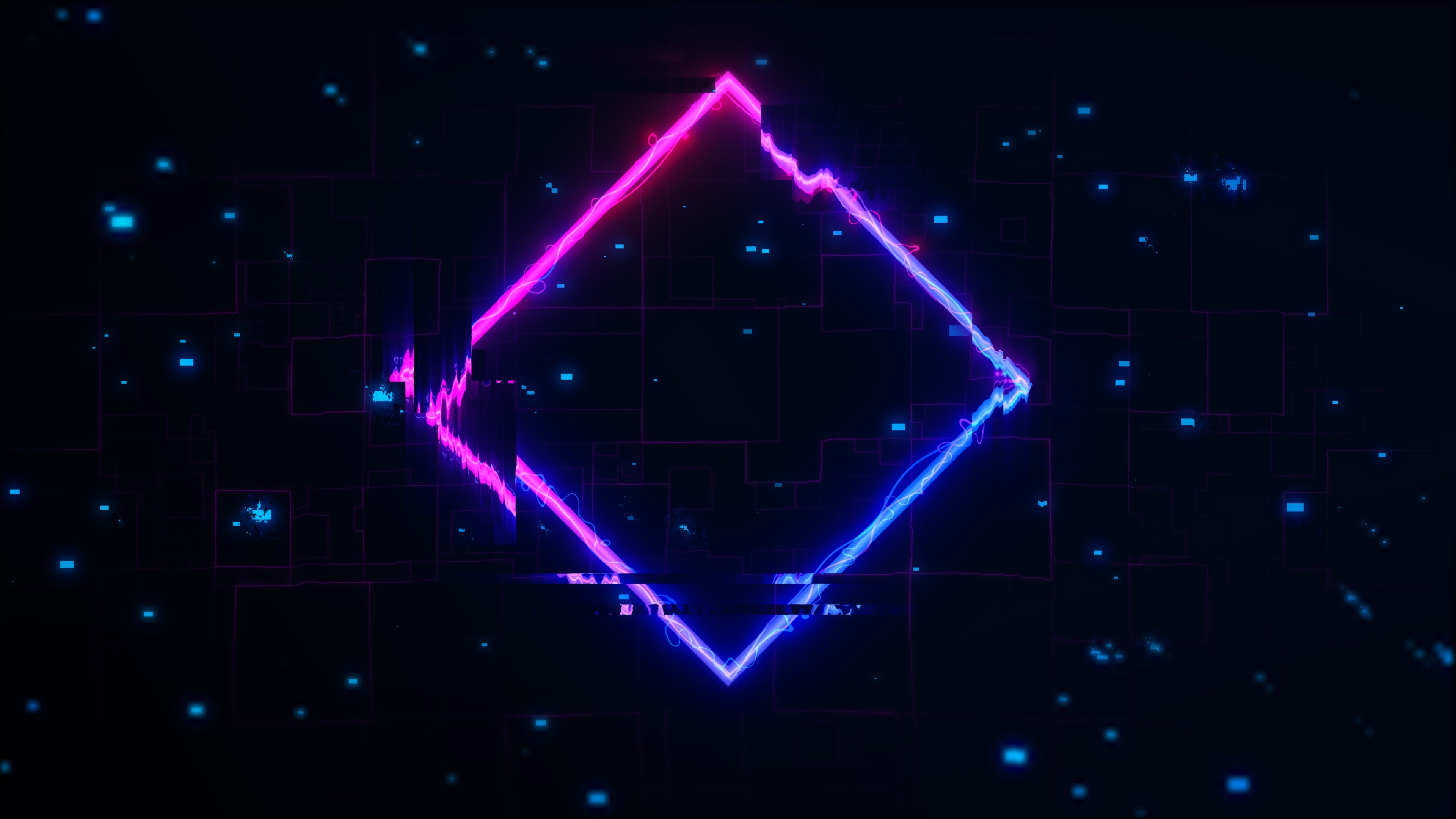 Abstract Diamond Shape with Glitch Effect 4K HD Wallpaper