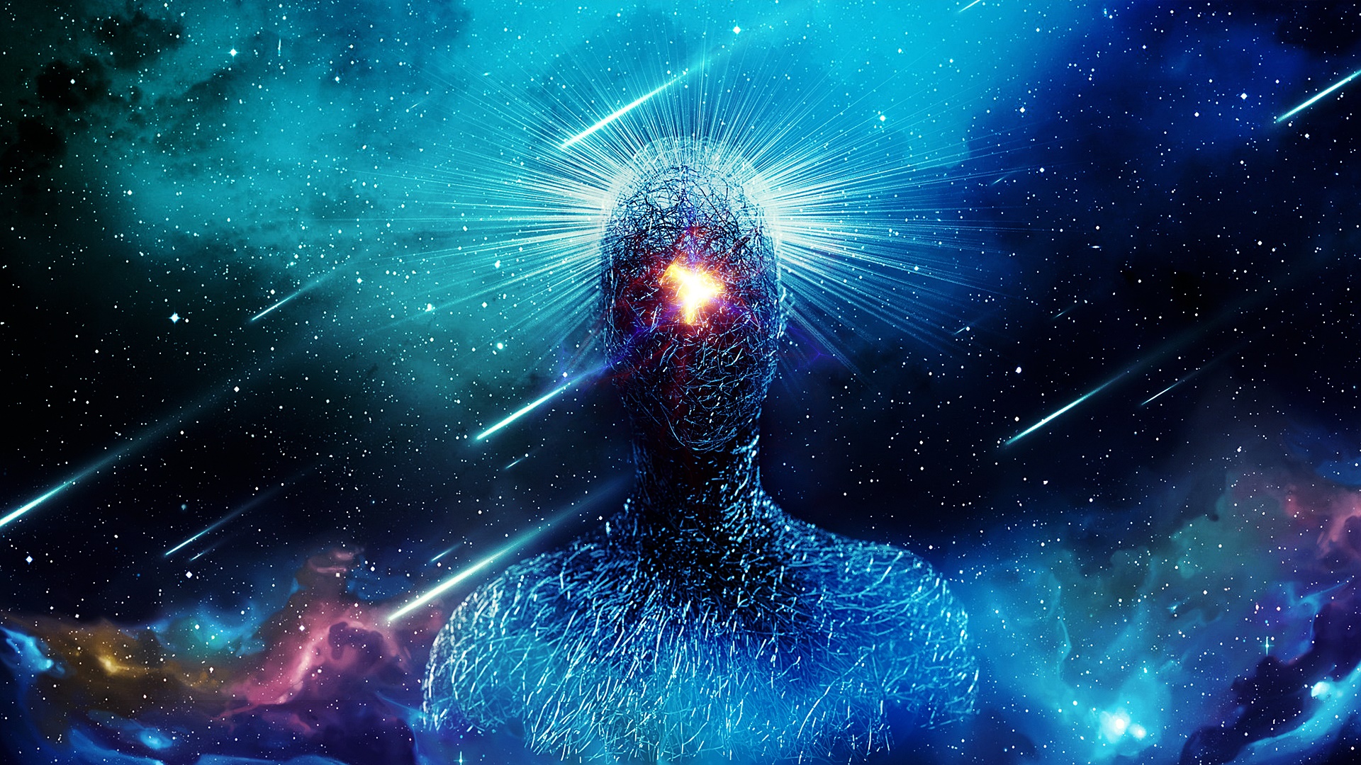 Cosmic being in a starry nebula HD Wallpaper