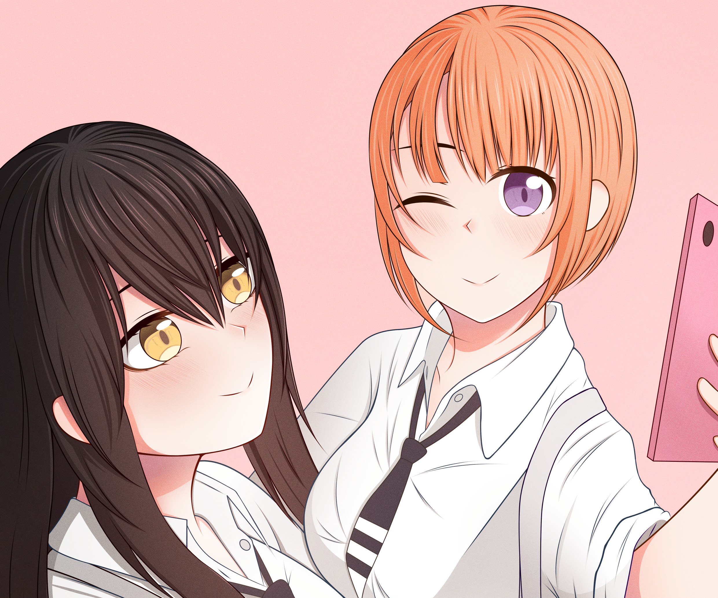 Miko Yotsuya and Hana Yurikawa taking a selfie HD Wallpaper